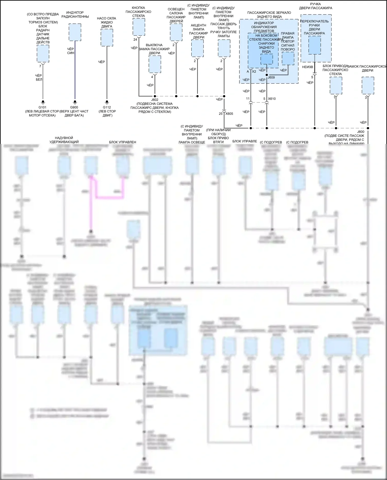 XT5 Cadillac I рестайлинг (2019-2024): Электросхема разводки массы (6 из 6) 