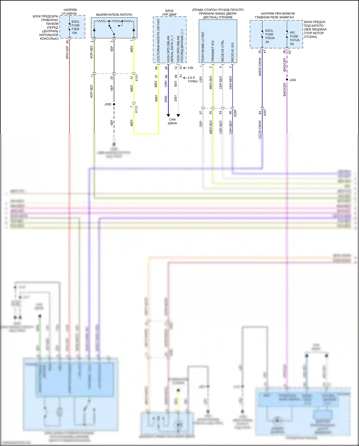 XT5 Cadillac I рестайлинг (2019-2024): Электросхема центрального замка (3 из 6) 