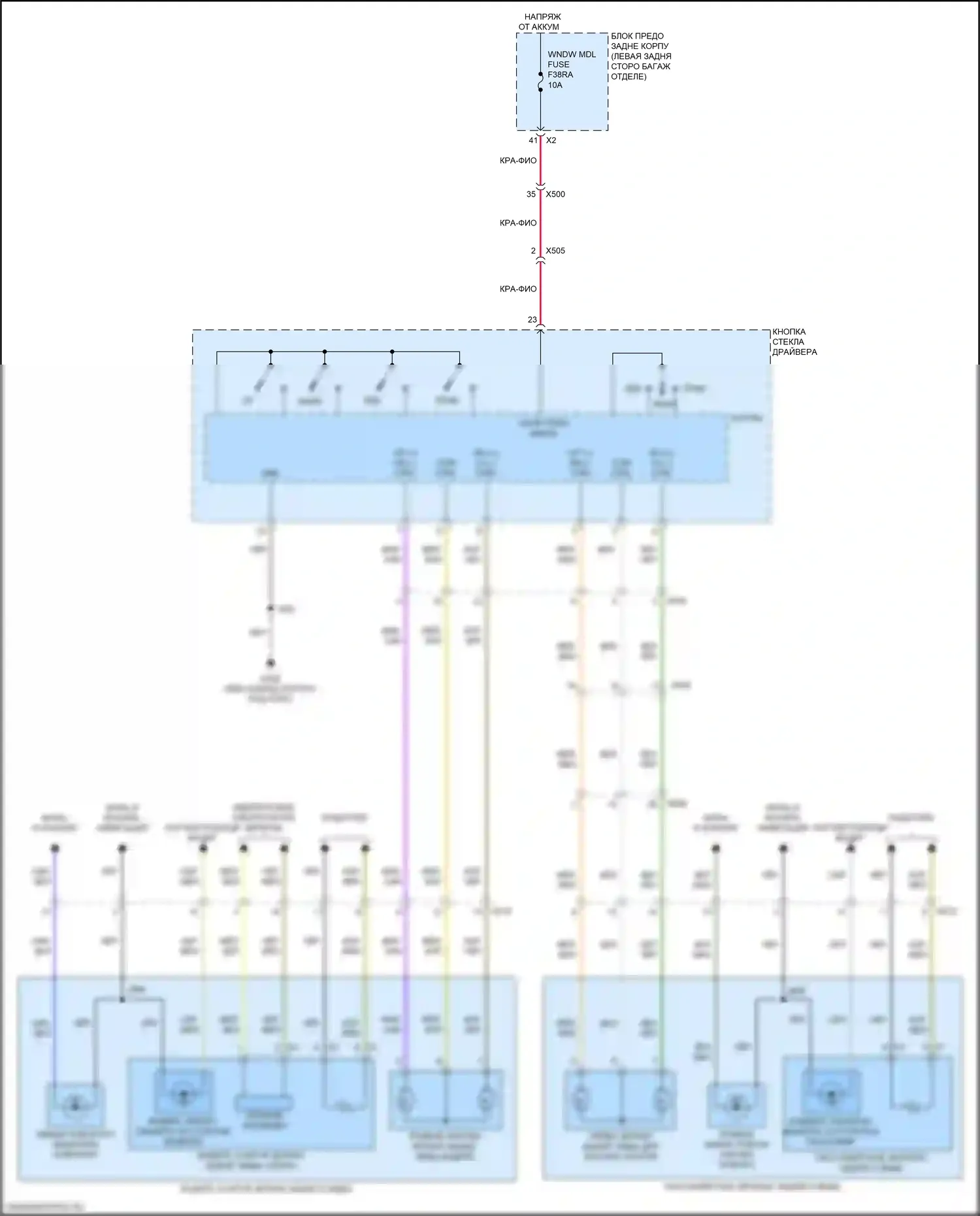 XT5 Cadillac I рестайлинг (2019-2024): Электросхема управления зеркалами заднего вида 