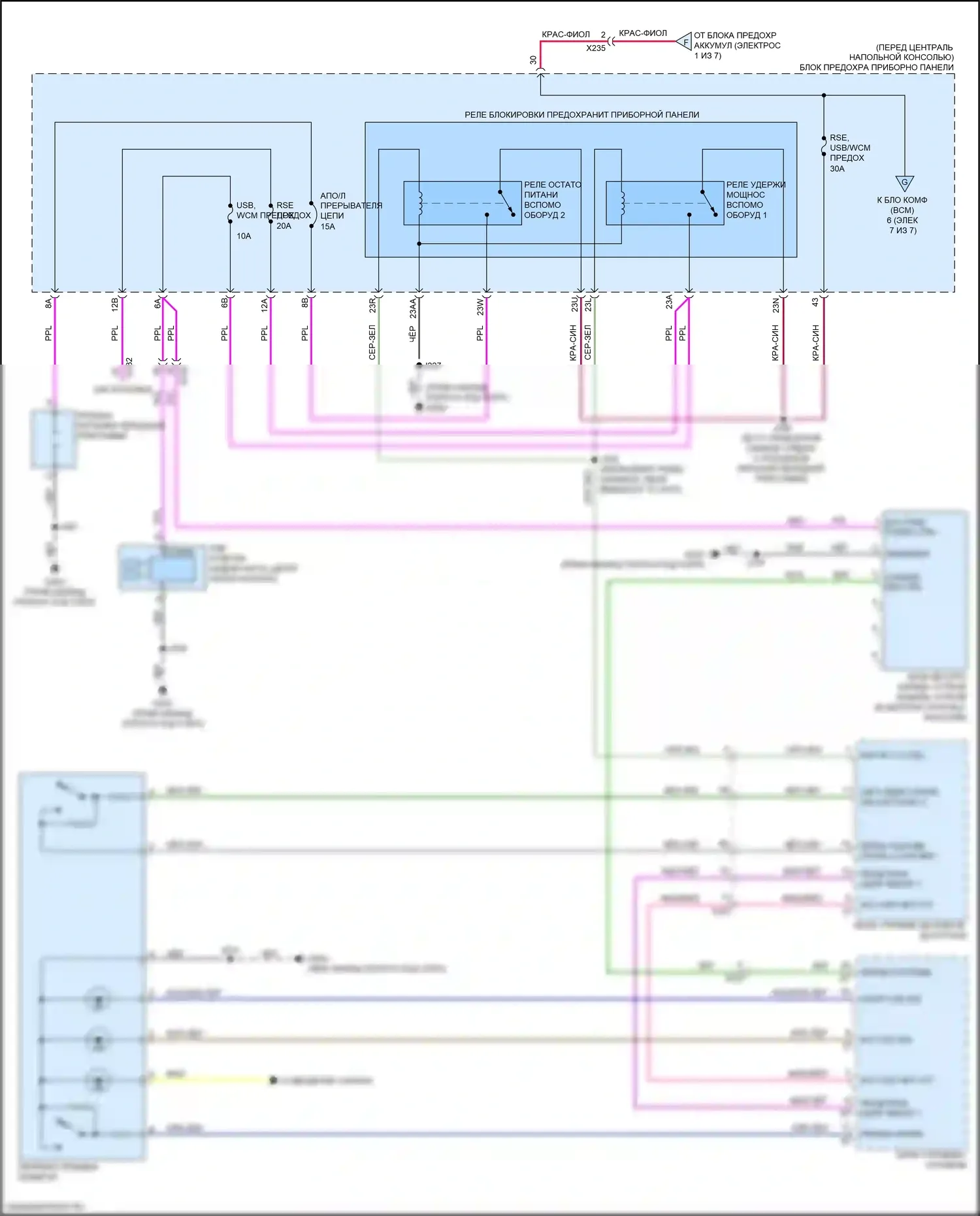 XT5 Cadillac I (2016-2019): Электросхема блока предохранителей реле (6 из 7) 