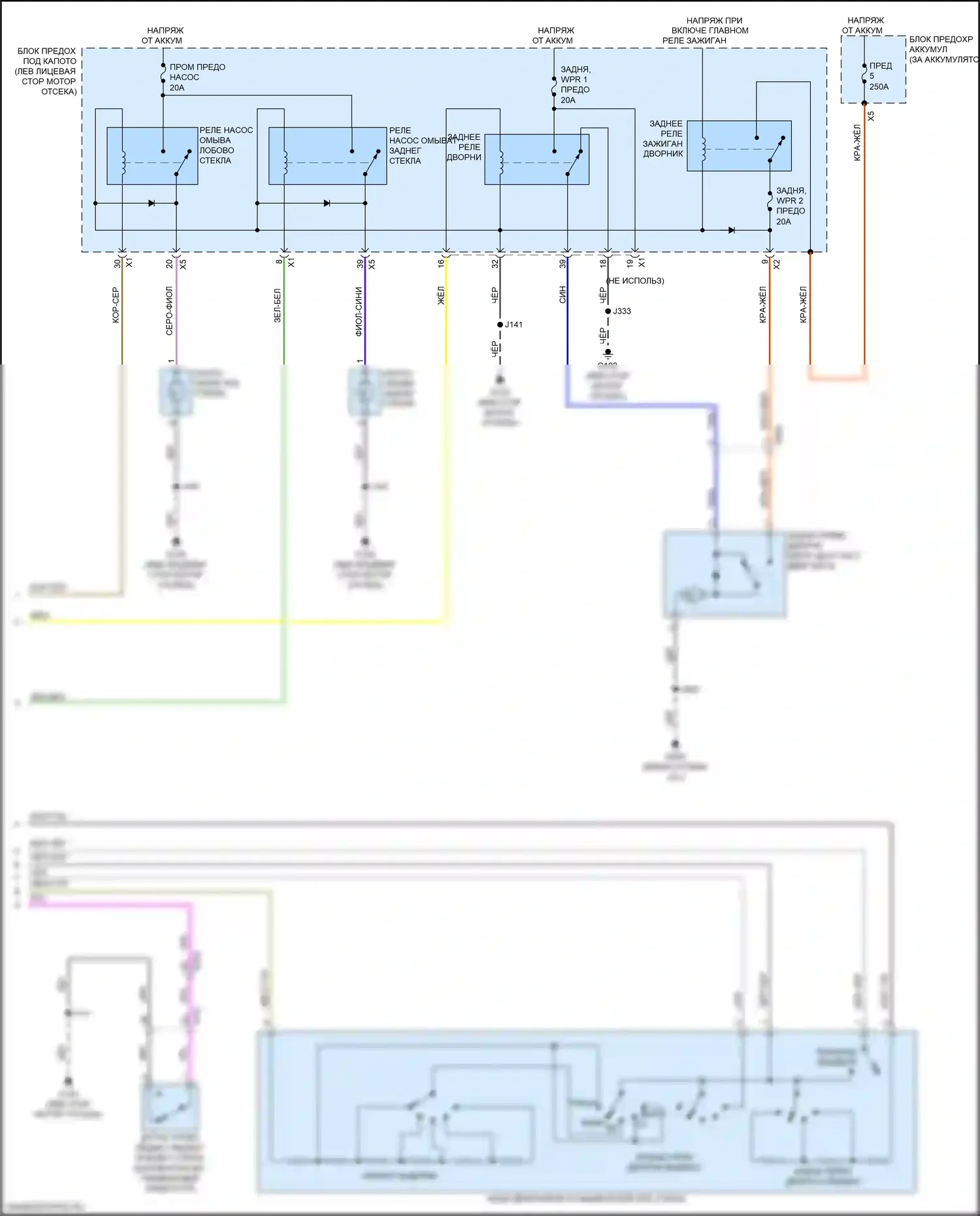 XT5 Cadillac I (2016-2019): Дворники и омыватели электросхема (2 из 2) 