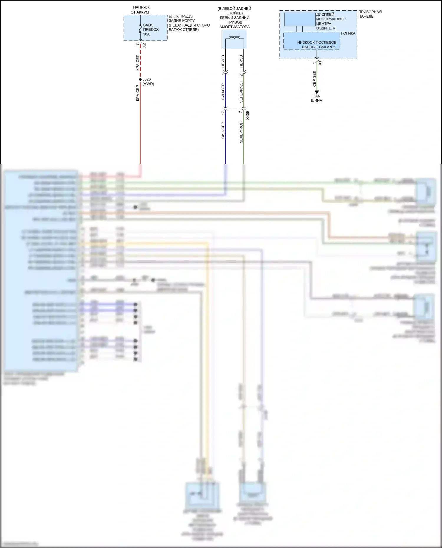 XT5 Cadillac I (2016-2019): Электросхема электронной подвески 
