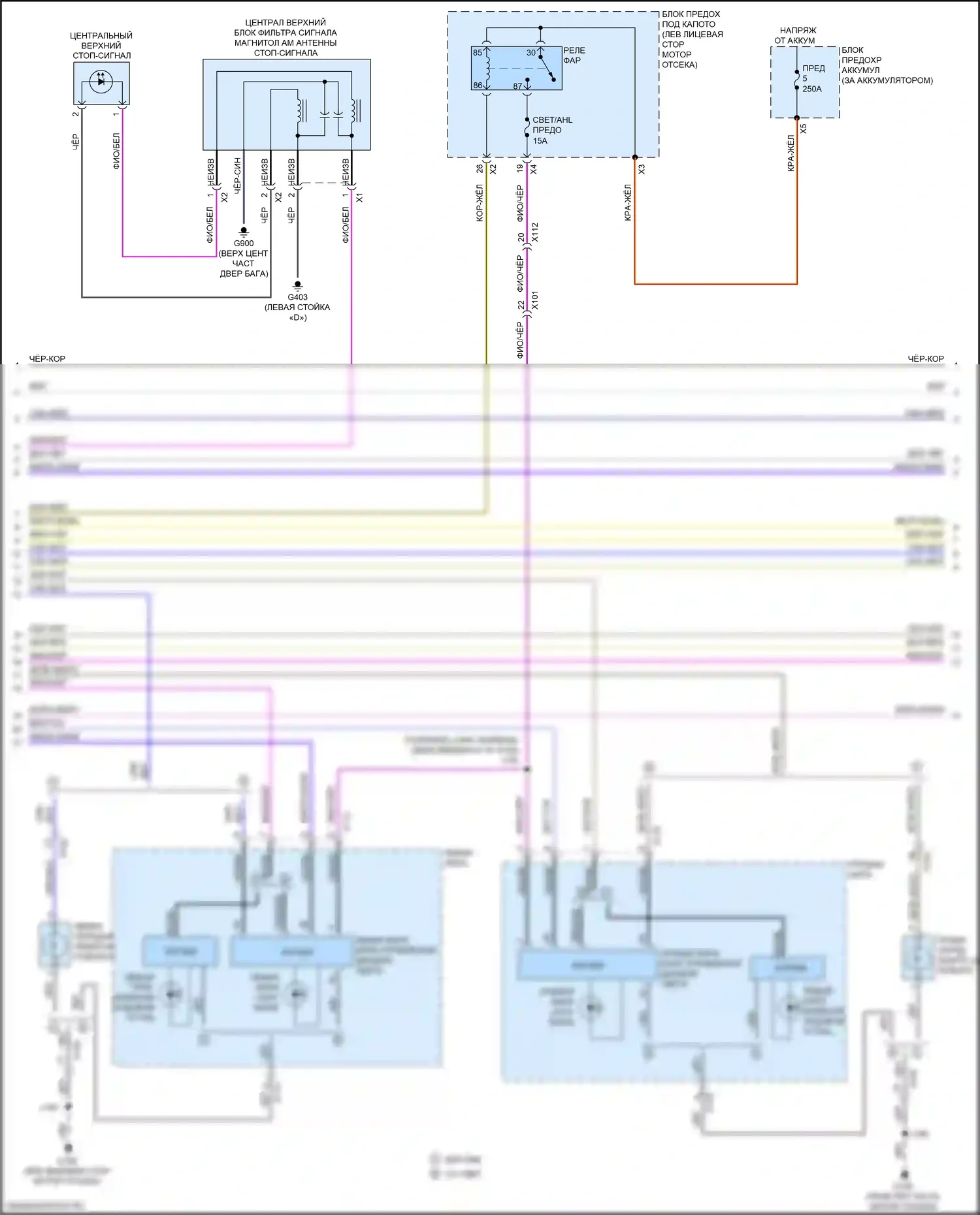 XT5 Cadillac I (2016-2019): Электросхема фар и фонарей (3 из 5) 