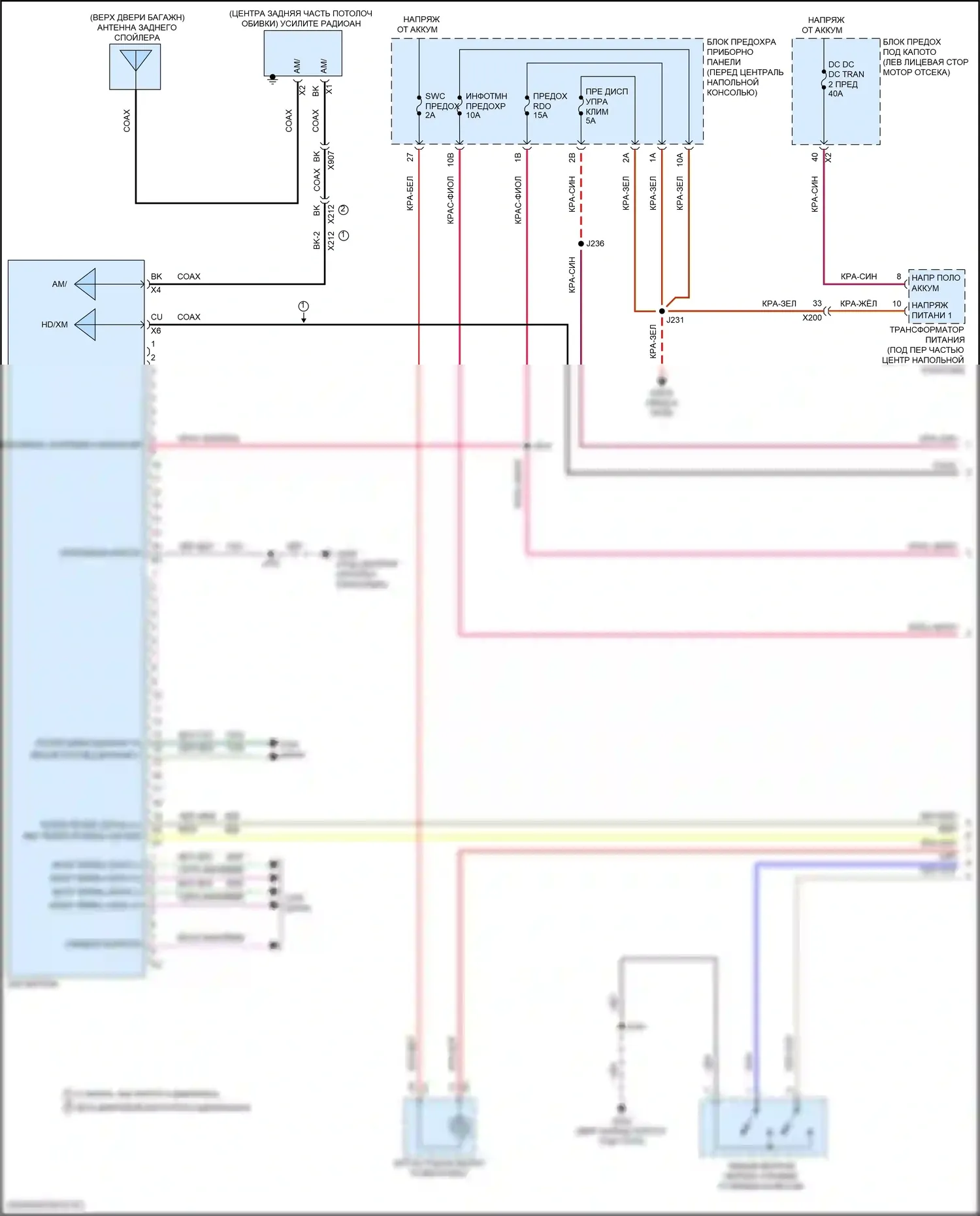 XT5 Cadillac I (2016-2019): Электросхема магнитолы (1 из 5) 
