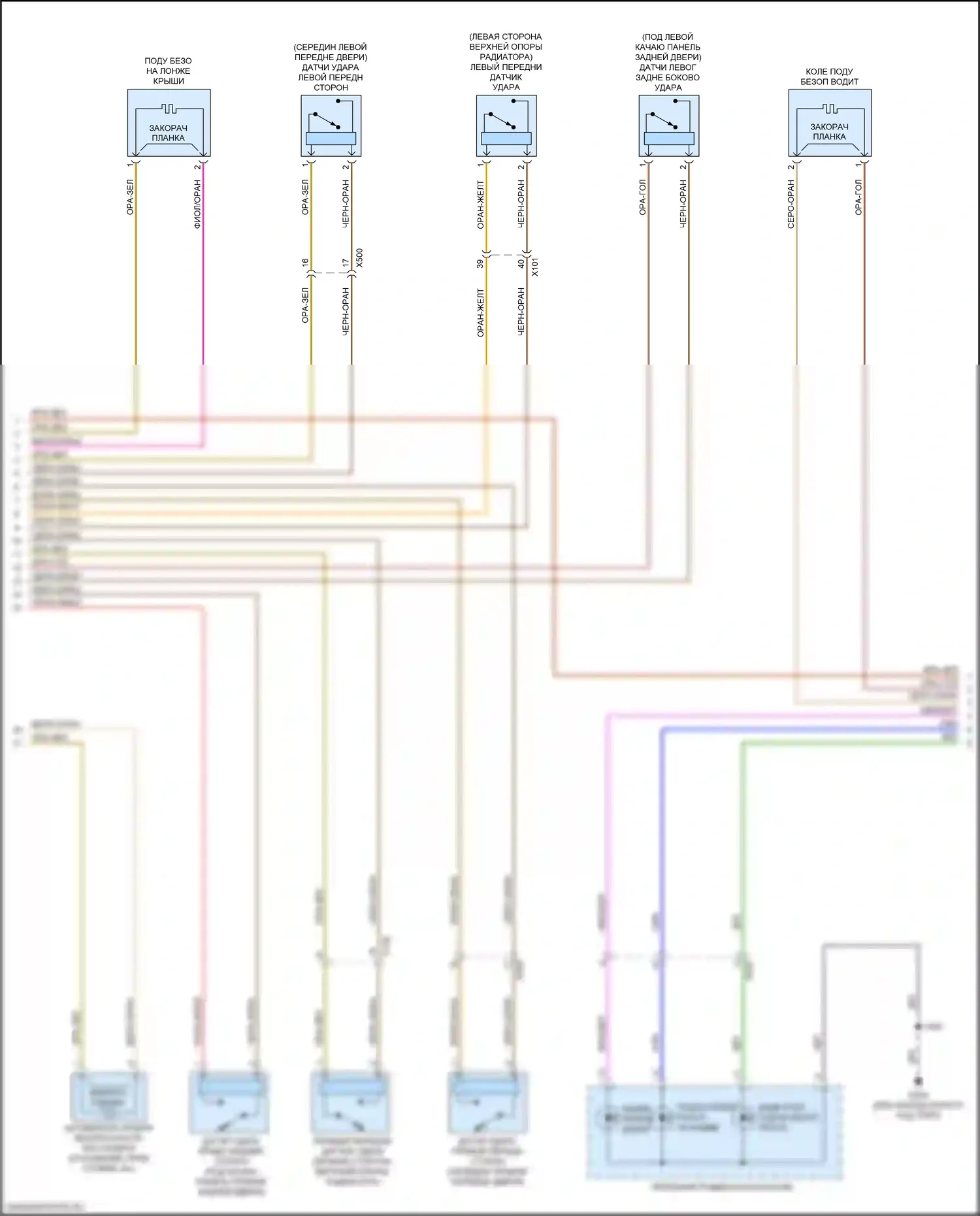 XT5 Cadillac I (2016-2019): Электросхема подушек безопасности (2 из 3) 