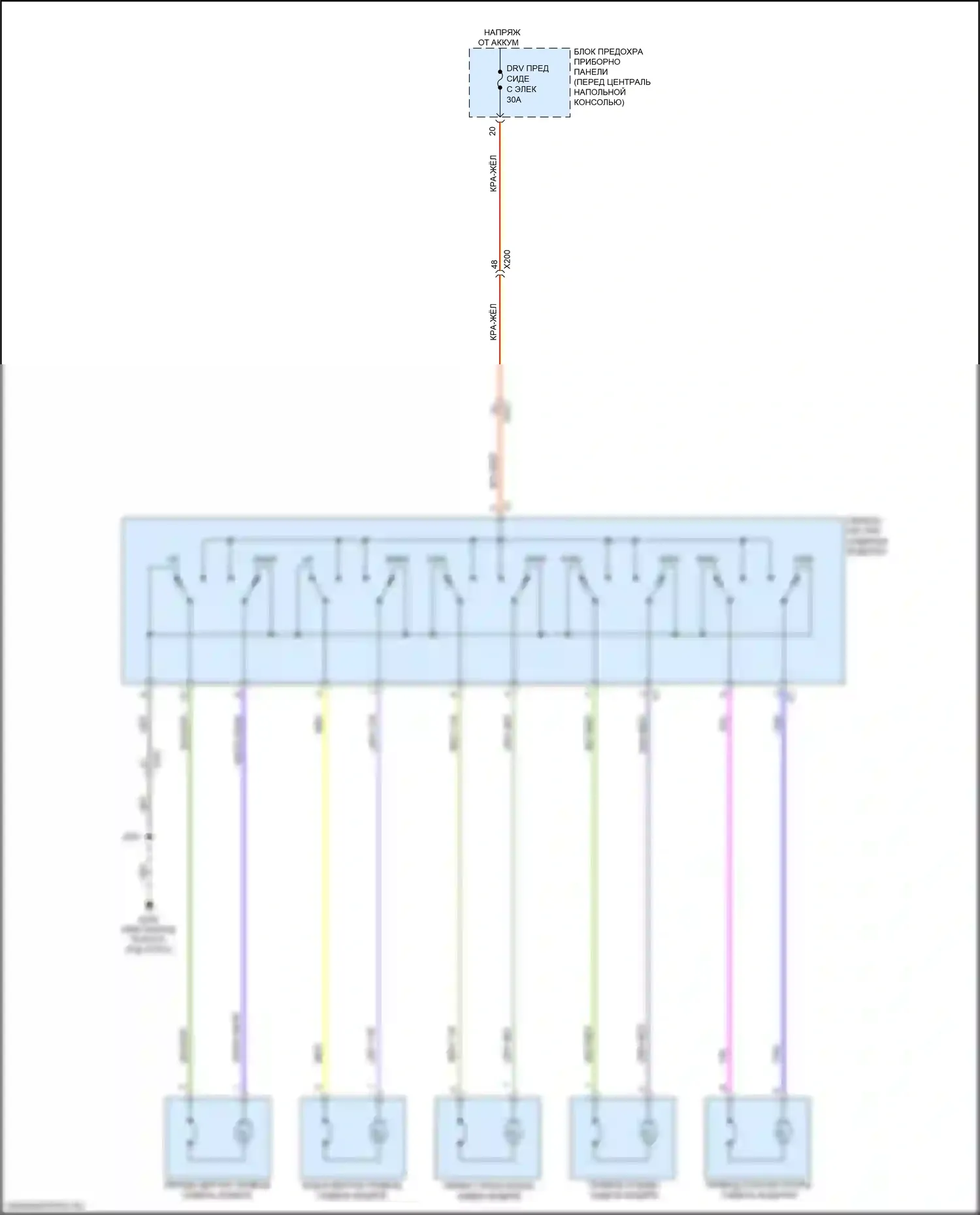 XT5 Cadillac I (2016-2019): Питание водительского сиденья электросхема 