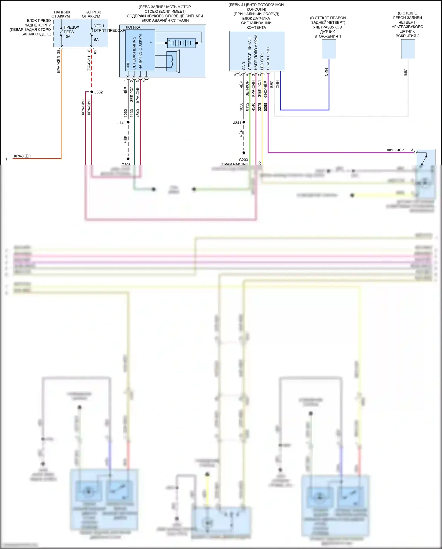 XT5 Cadillac I (2016-2019): Электросхема защиты от взлома (2 из 5) 