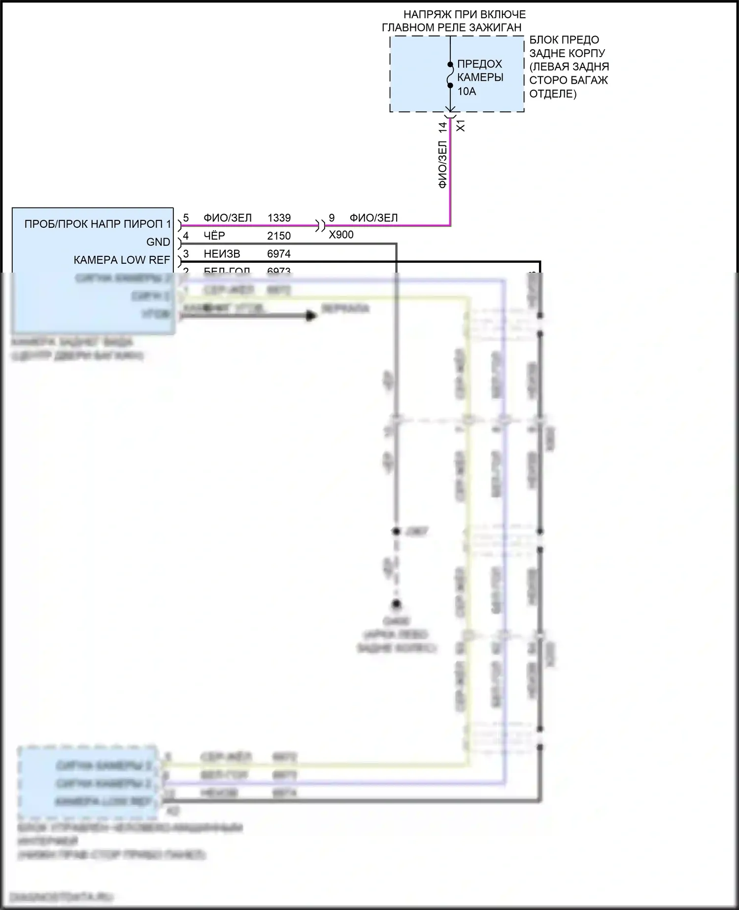 XT5 Cadillac I (2016-2019): Электросхема камеры заднего вида 