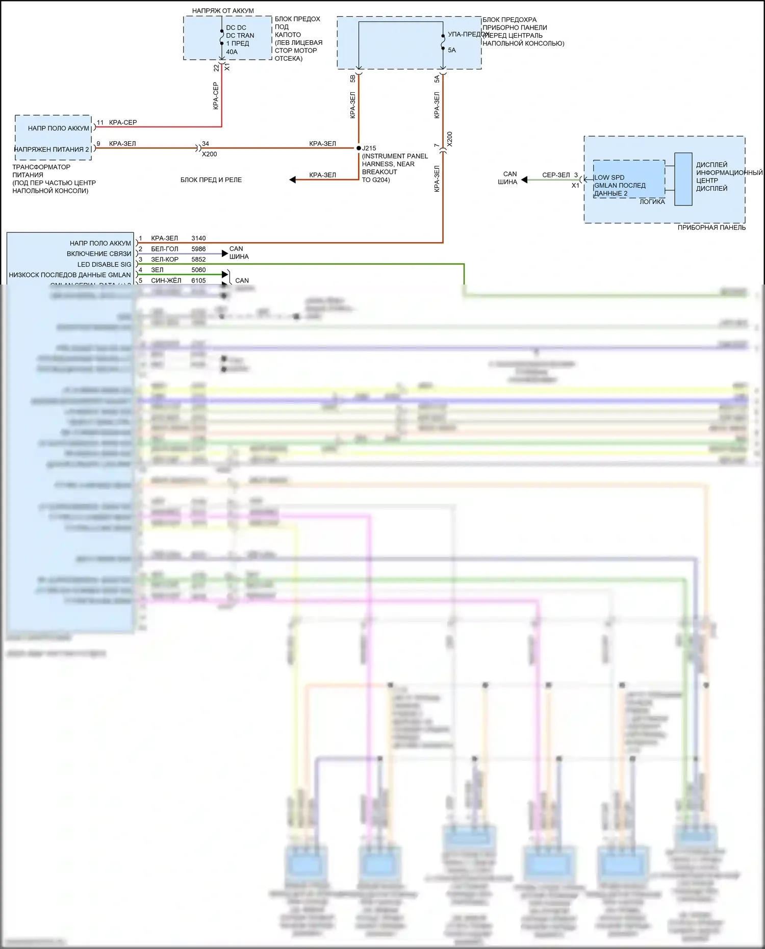 XT5 Cadillac I (2016-2019): Электросхема парктроника (1 из 2) 