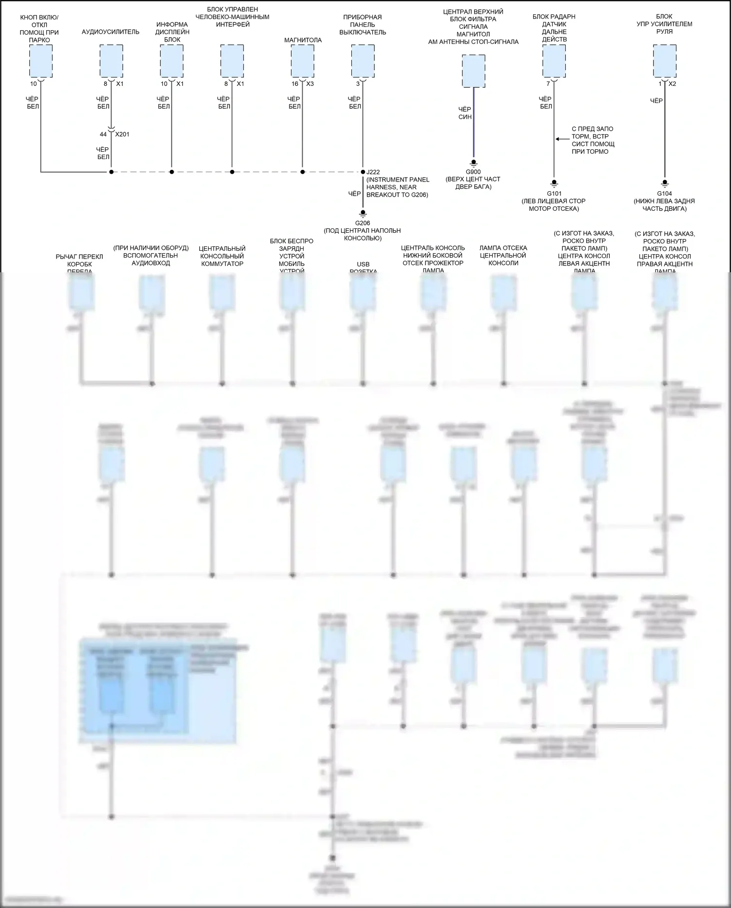 XT5 Cadillac I (2016-2019): Электросхема разводки массы (4 из 7) 