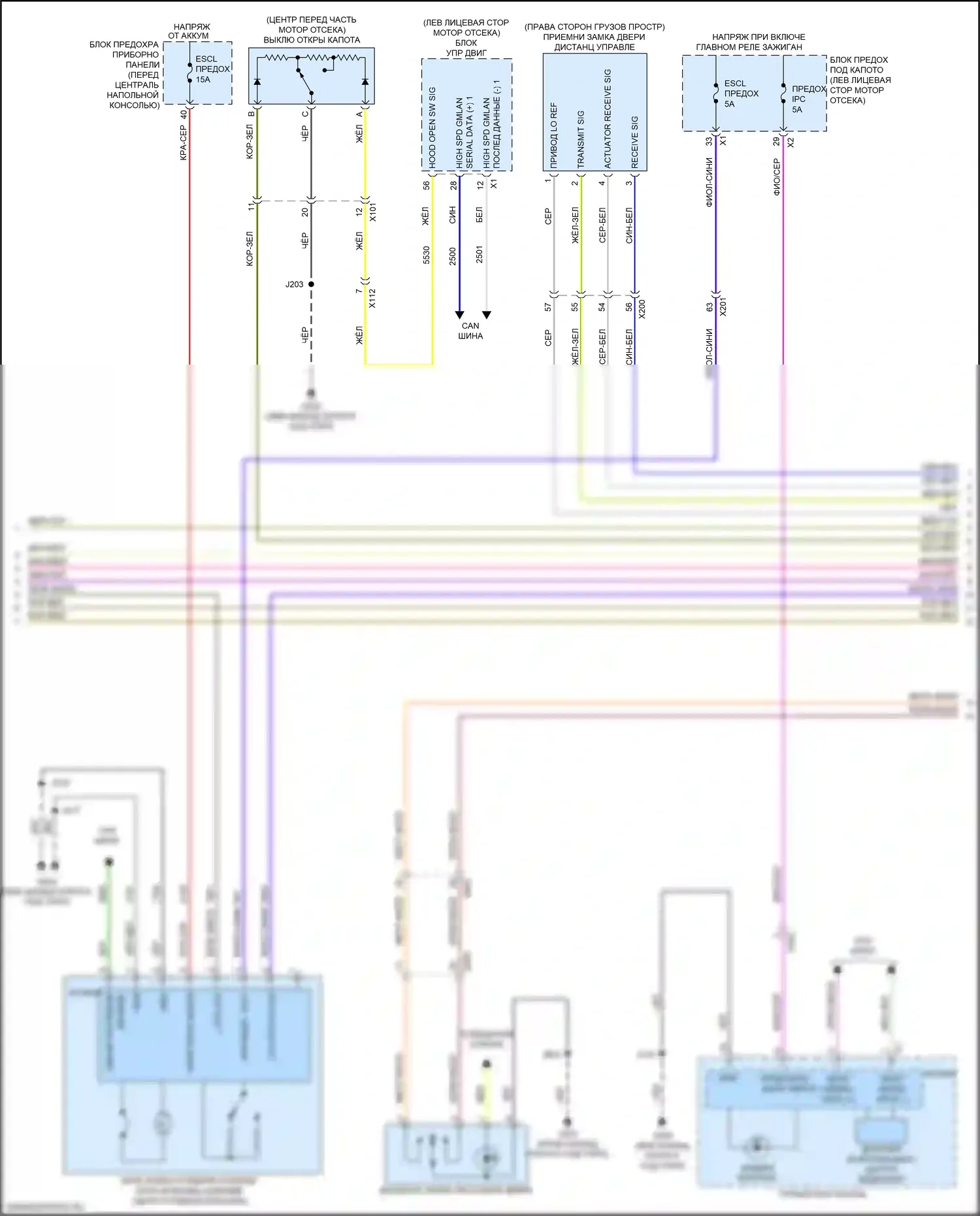 XT5 Cadillac I (2016-2019): Электросхема центрального замка (3 из 5) 