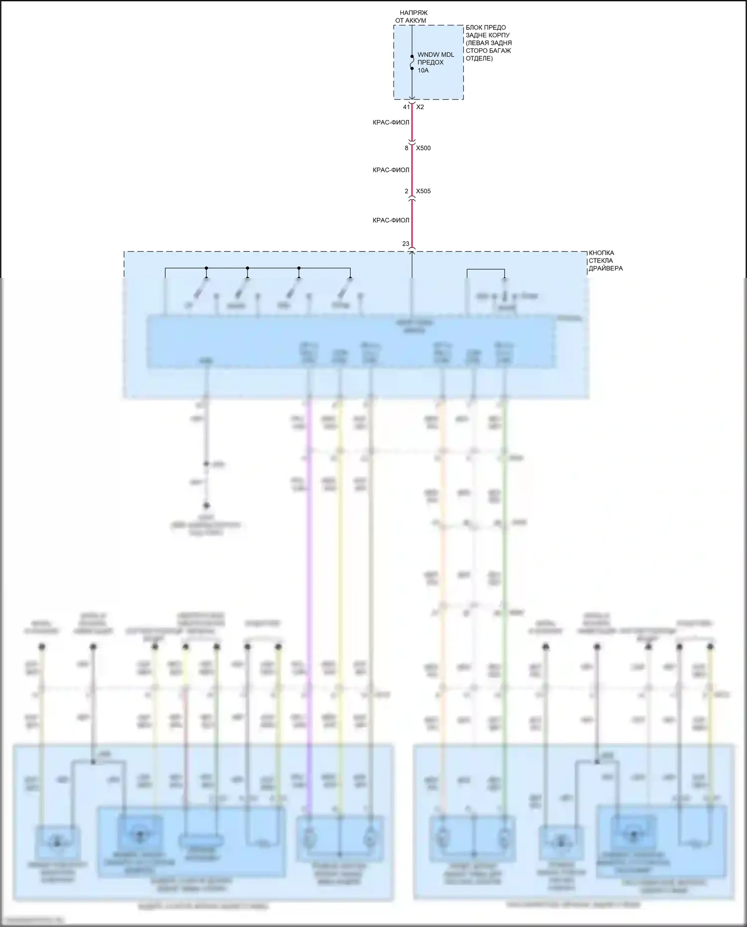 XT5 Cadillac I (2016-2019): Электросхема управления зеркалами заднего вида 