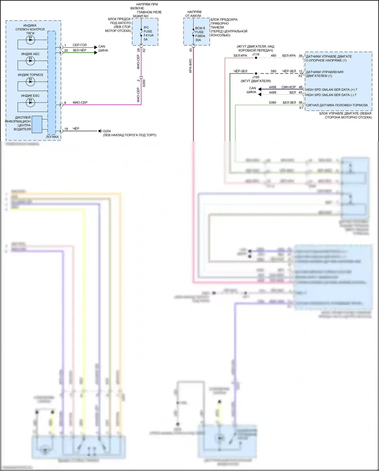 XT6 Cadillac I (2019-2024): 2,0л vin 4, антиблокировочная система abs электросхема (2 из 2) 