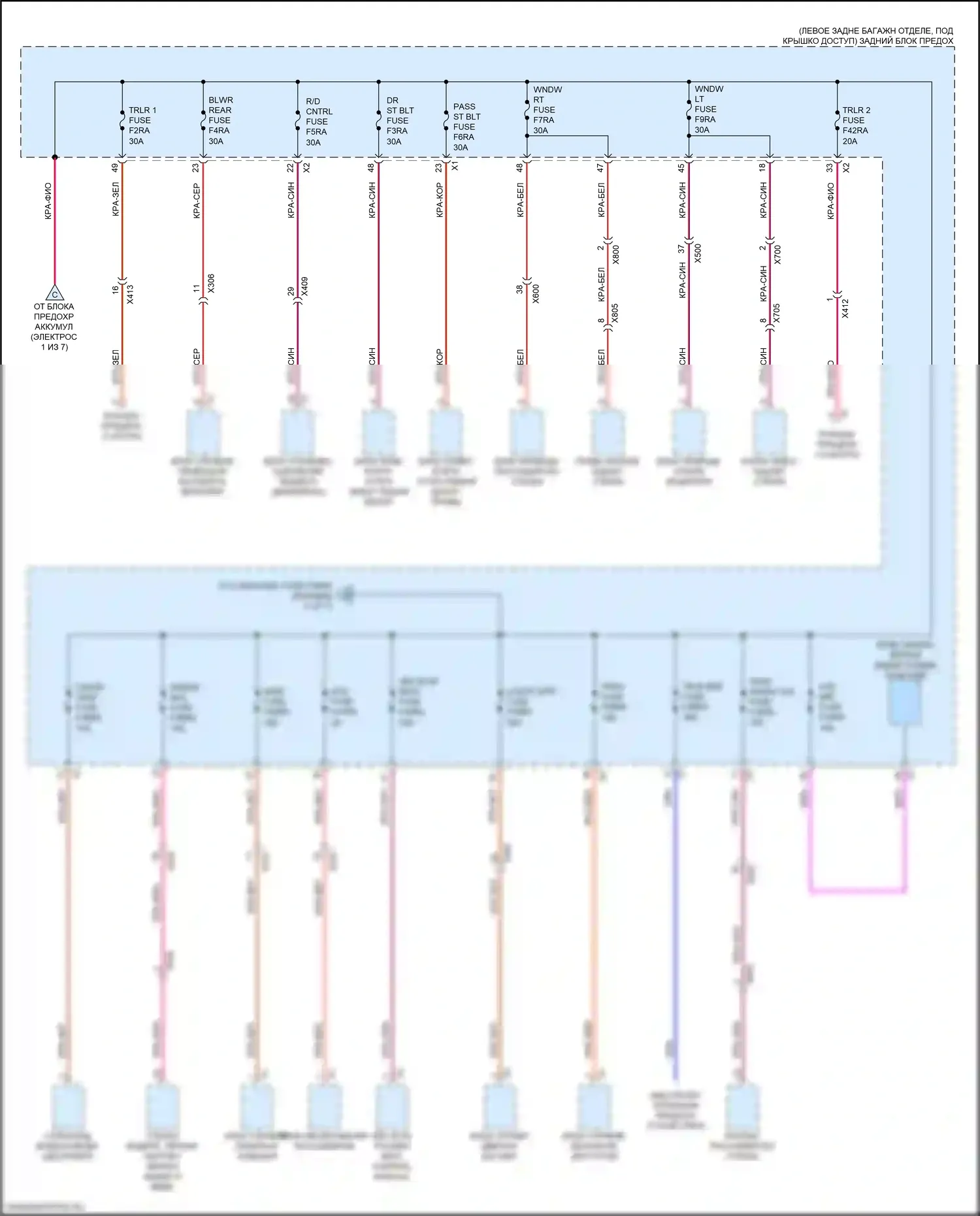 XT6 Cadillac I (2019-2024): Электросхема блока предохранителей реле (3 из 7) 