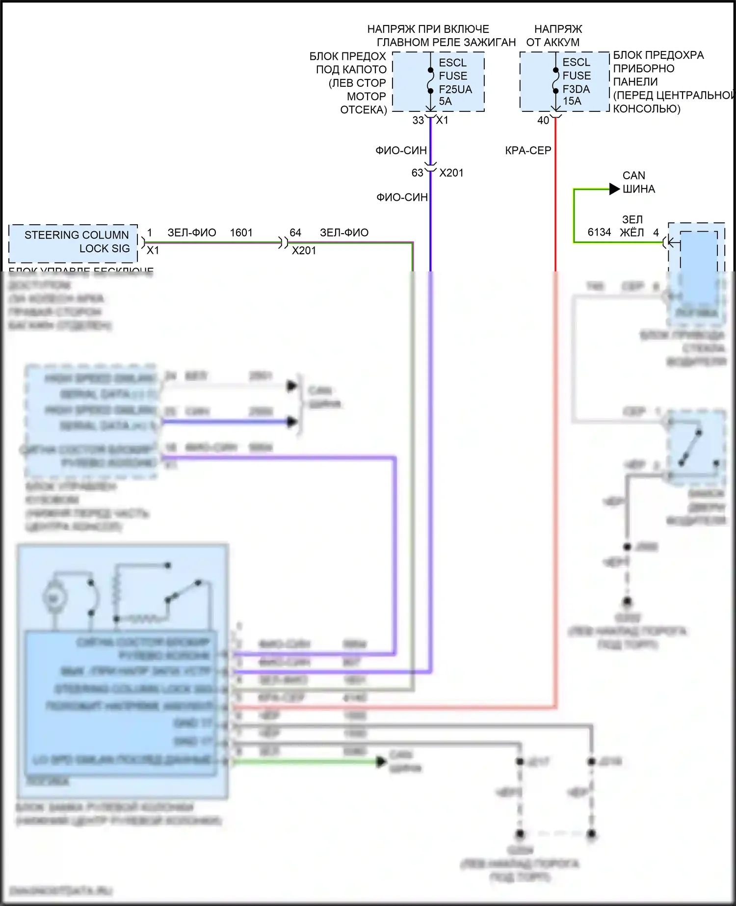 XT6 Cadillac I (2019-2024): 3,6л vin s, электросхема замка рулевого управления 