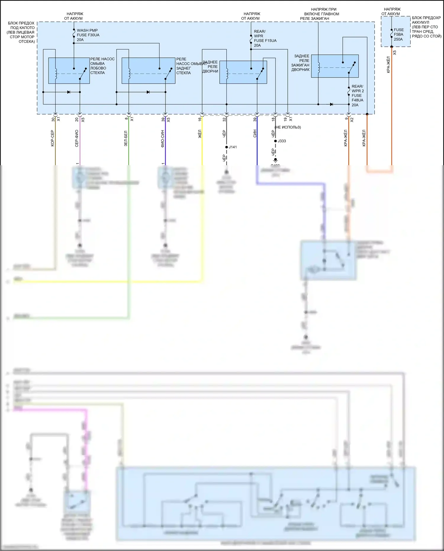 XT6 Cadillac I (2019-2024): Дворники и омыватели электросхема (2 из 2) 