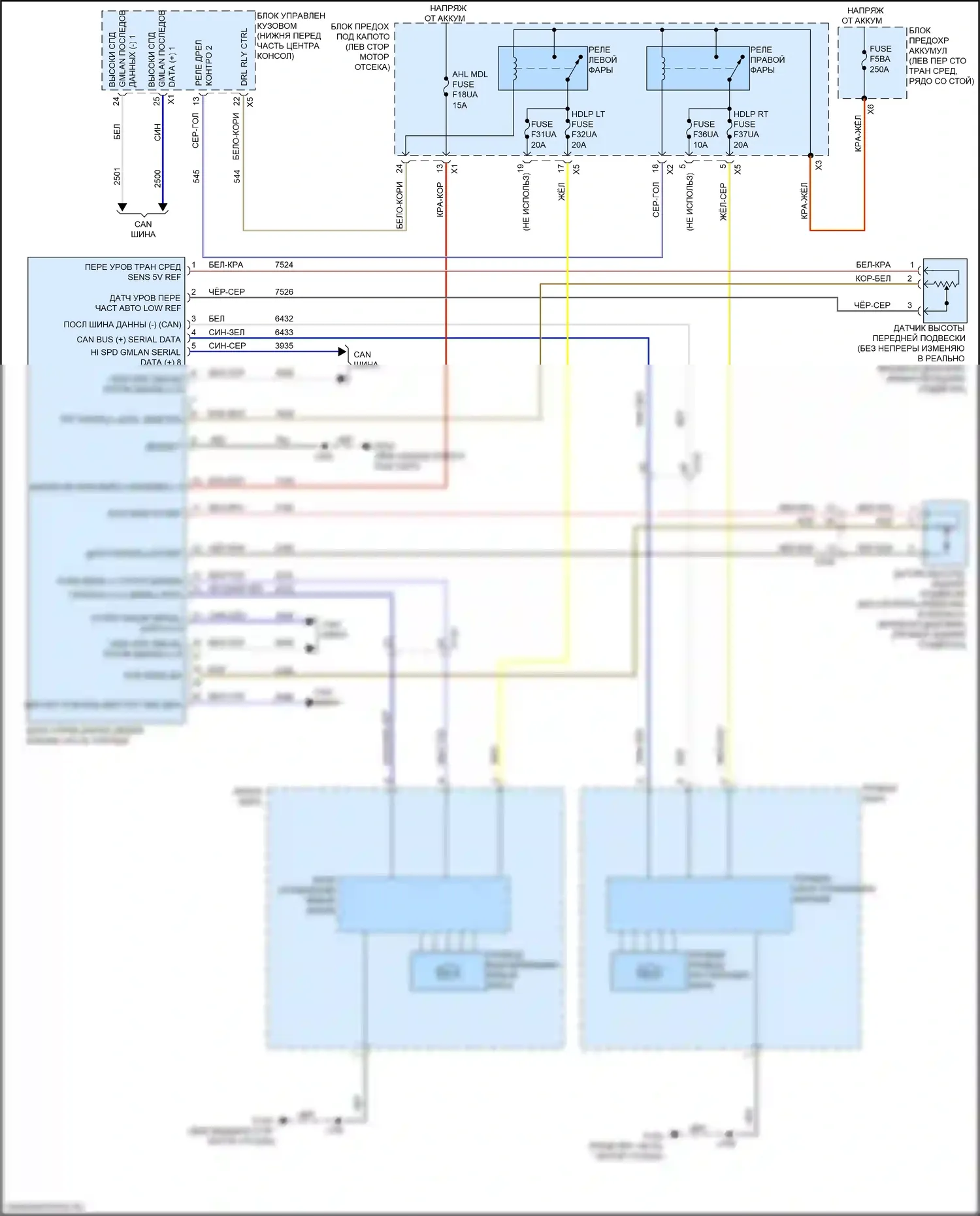 XT6 Cadillac I (2019-2024): Электросхема адаптивного переднего освещения 