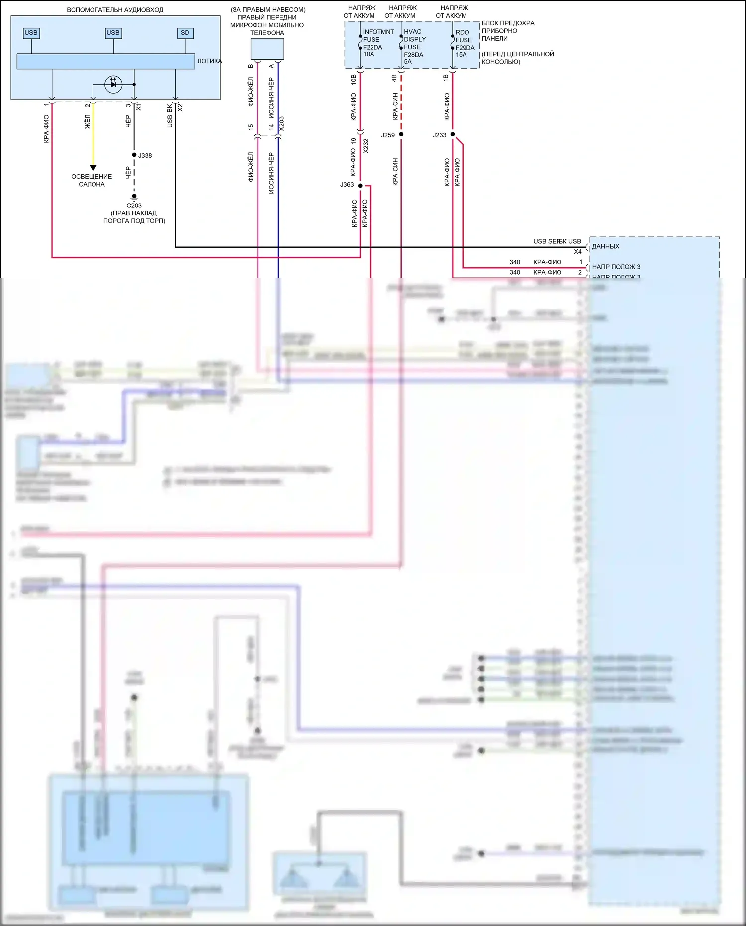 XT6 Cadillac I (2019-2024): Электросхема магнитолы, без объемного усилителя (4 из 4) 