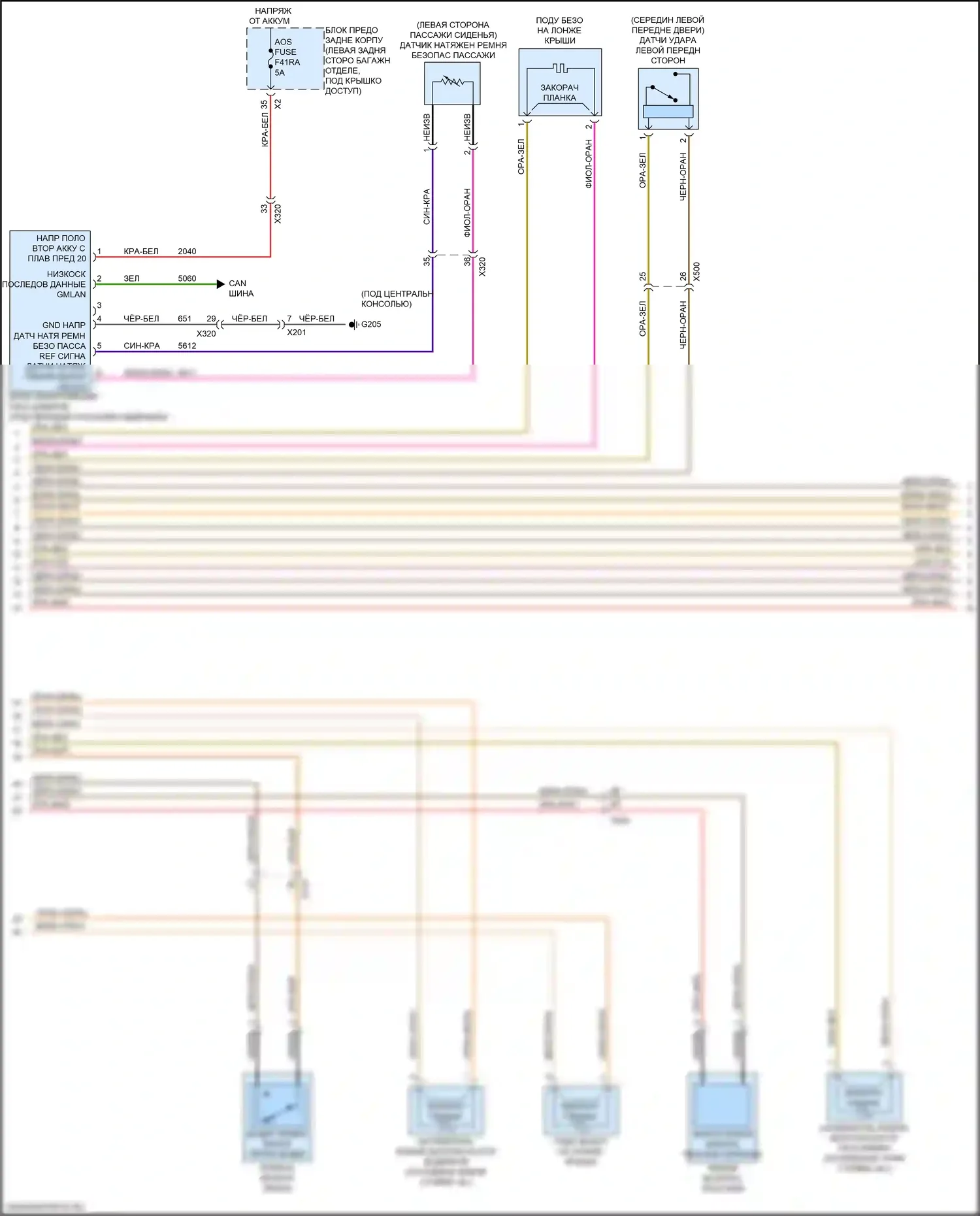 XT6 Cadillac I (2019-2024): Электросхема подушек безопасности (2 из 4) 