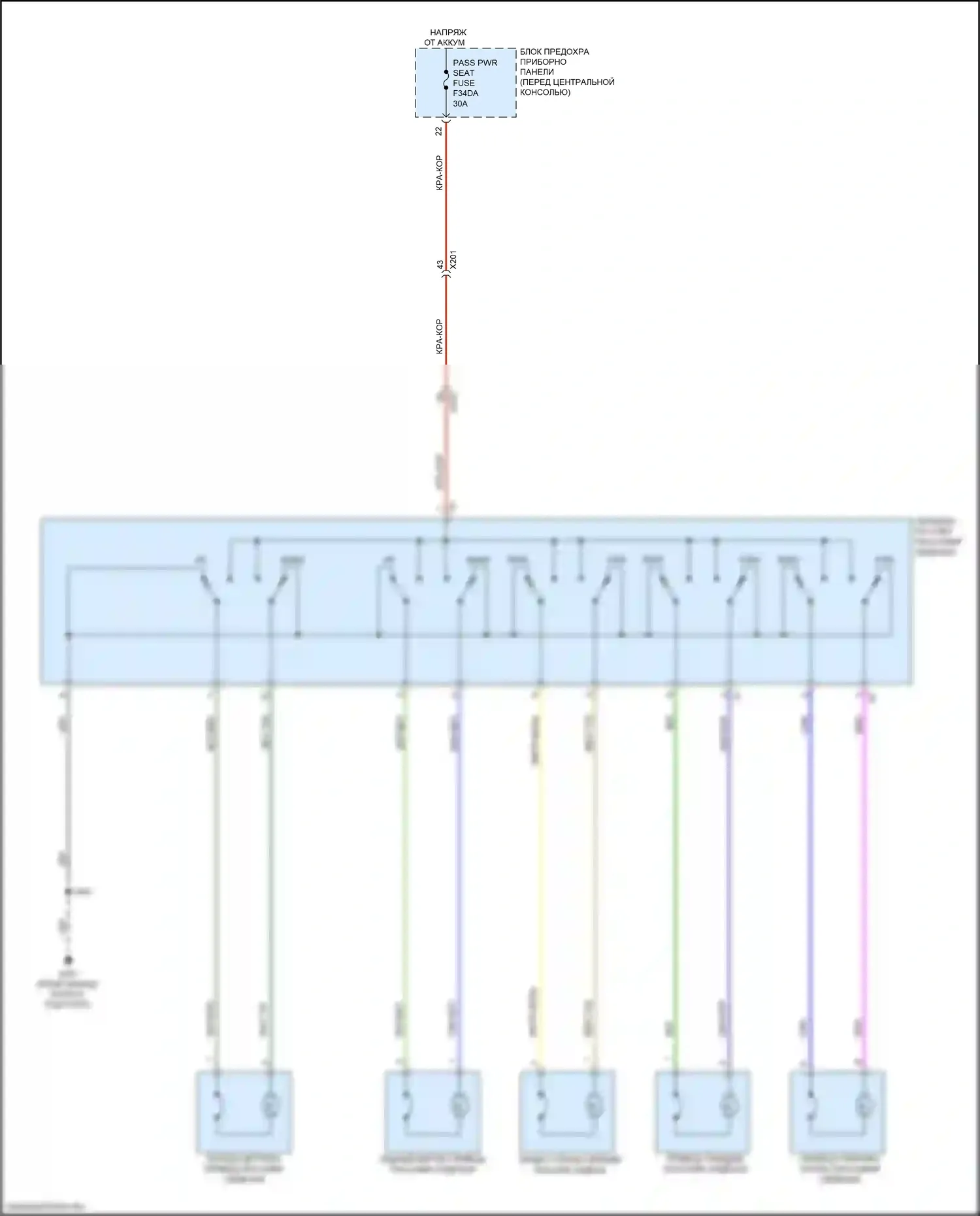 XT6 Cadillac I (2019-2024): Электросхема сиденья питания для пассажиров 