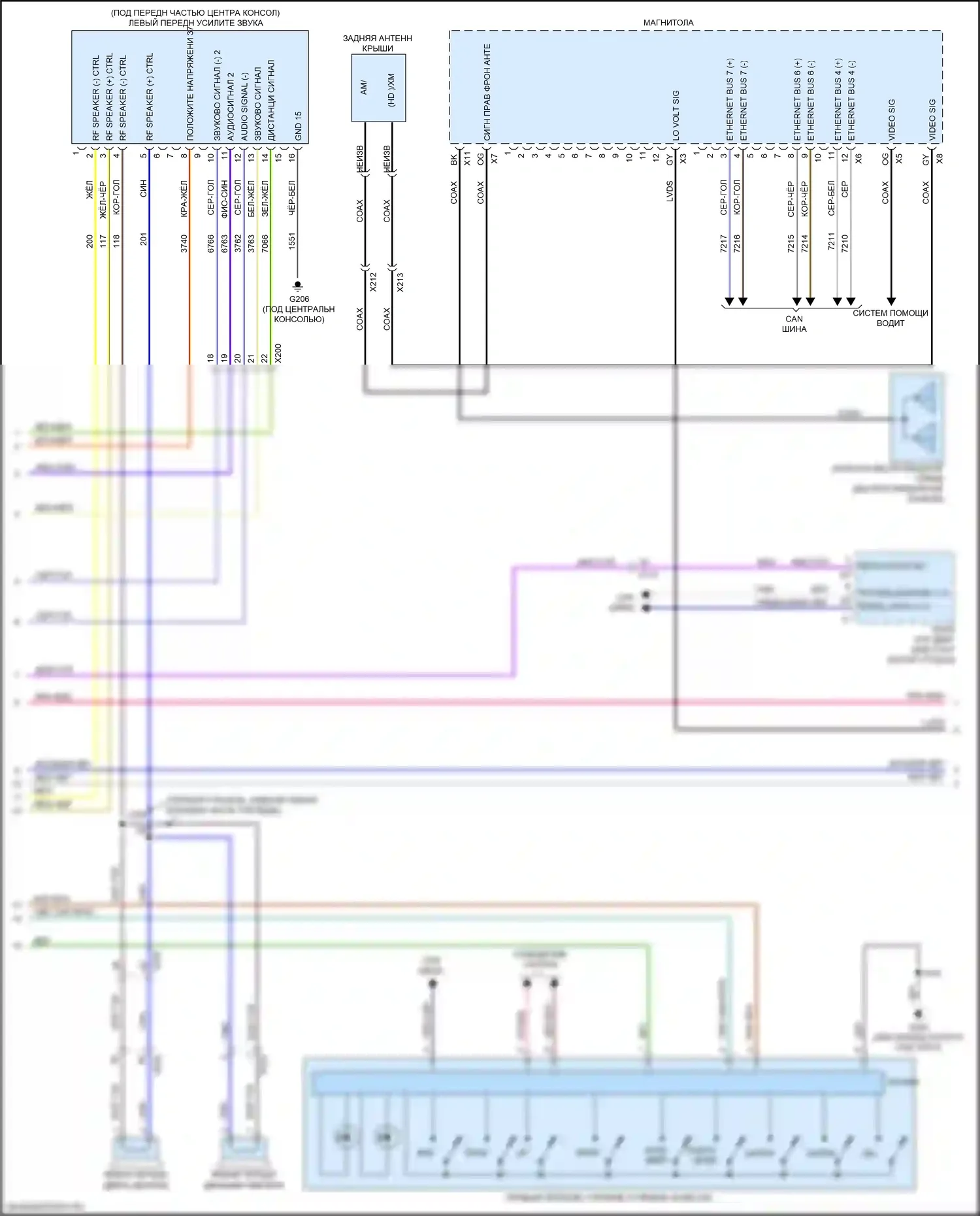 XT6 Cadillac I (2019-2024): Электросхема навигации, с объемным усилителем (3 из 4) 