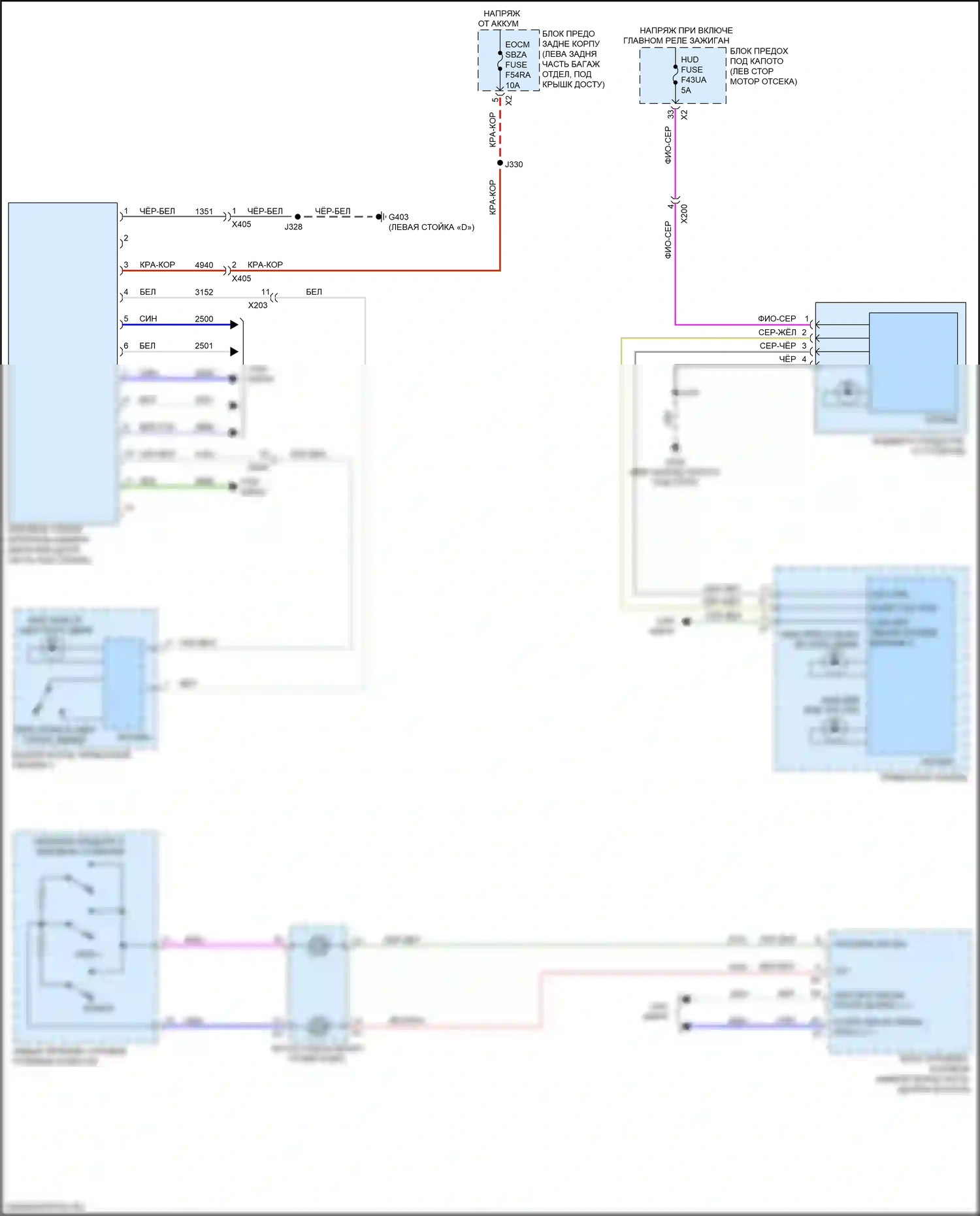 XT6 Cadillac I (2019-2024): Электросхема предупреждения о выезде с полосы движения, без предварительного заполнения тормозов и интеллектуальной помощи при торможении 