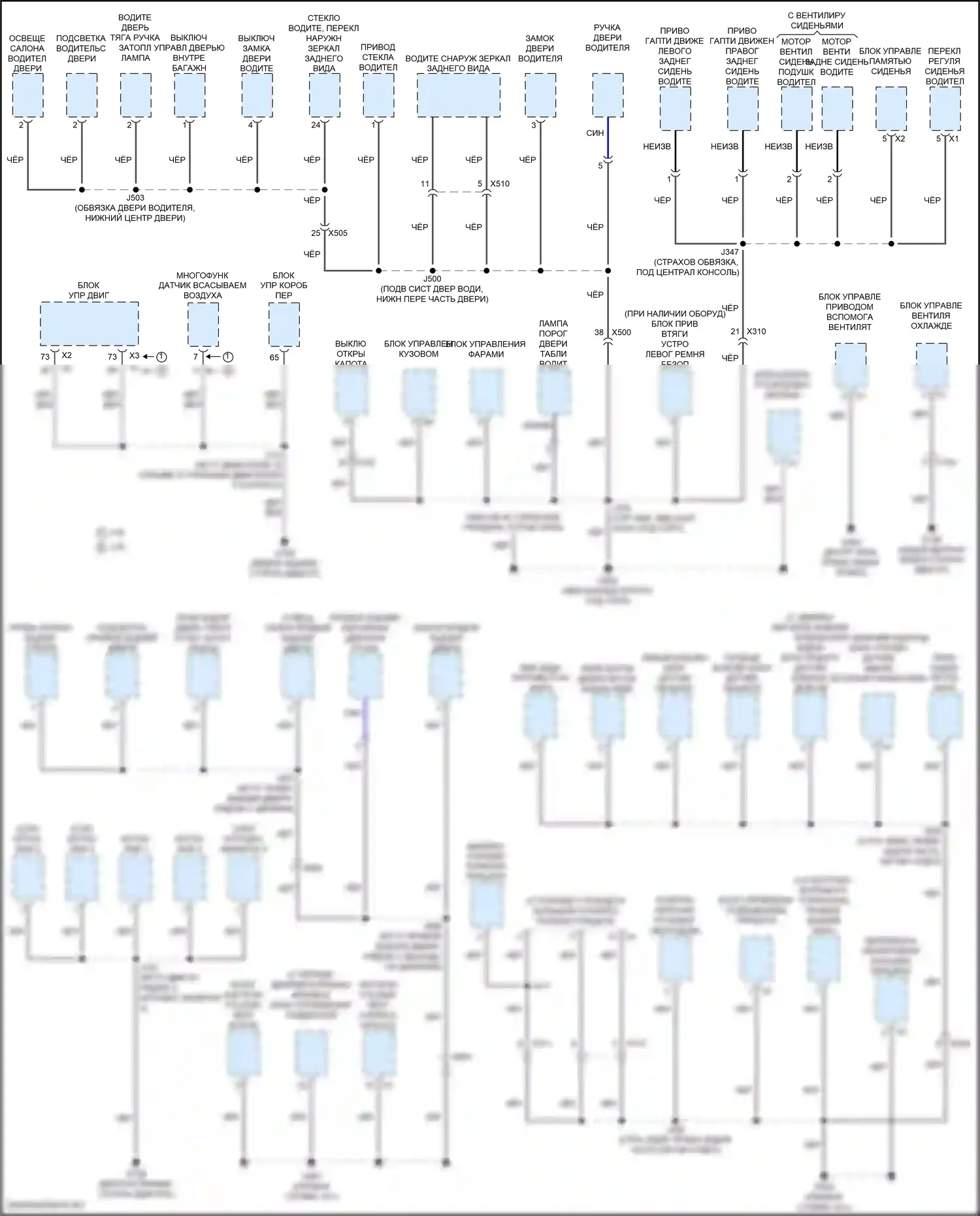 XT6 Cadillac I (2019-2024): Электросхема точек подключения масс (2 из 5) 