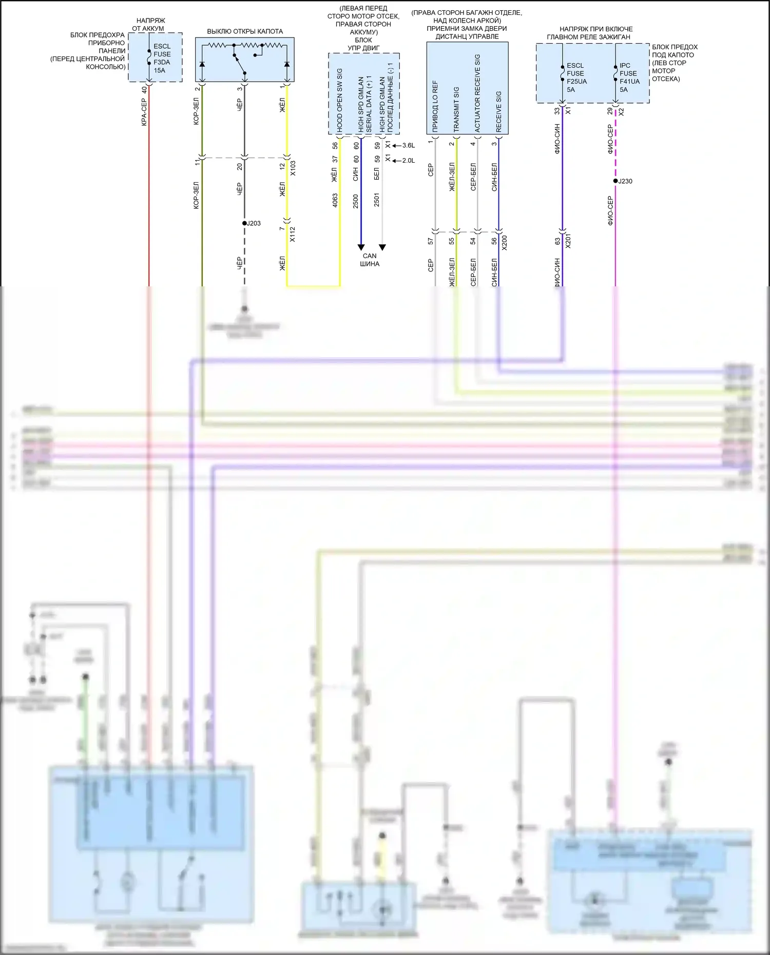 XT6 Cadillac I (2019-2024): Электросхема центрального замка (3 из 5) 