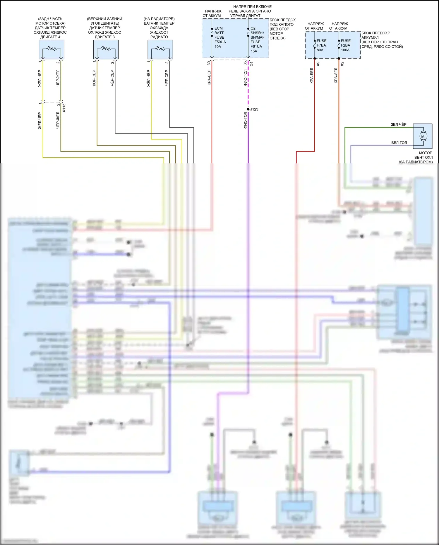 XT6 Cadillac I (2019-2024): Электросхема вентилятора охлаждения 