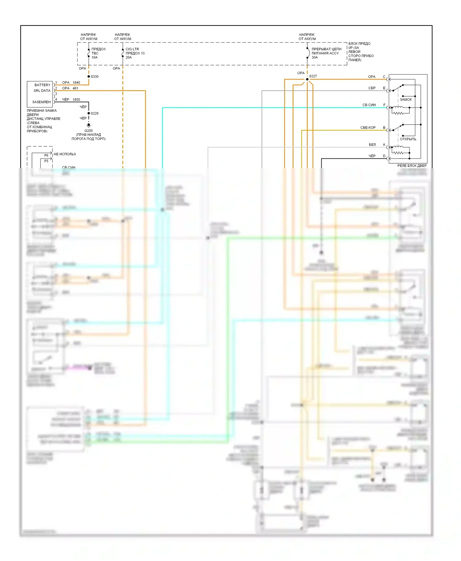 Astro Chevrolet I (1985-2005): Электросхема центрального замка, с дверью багажника 