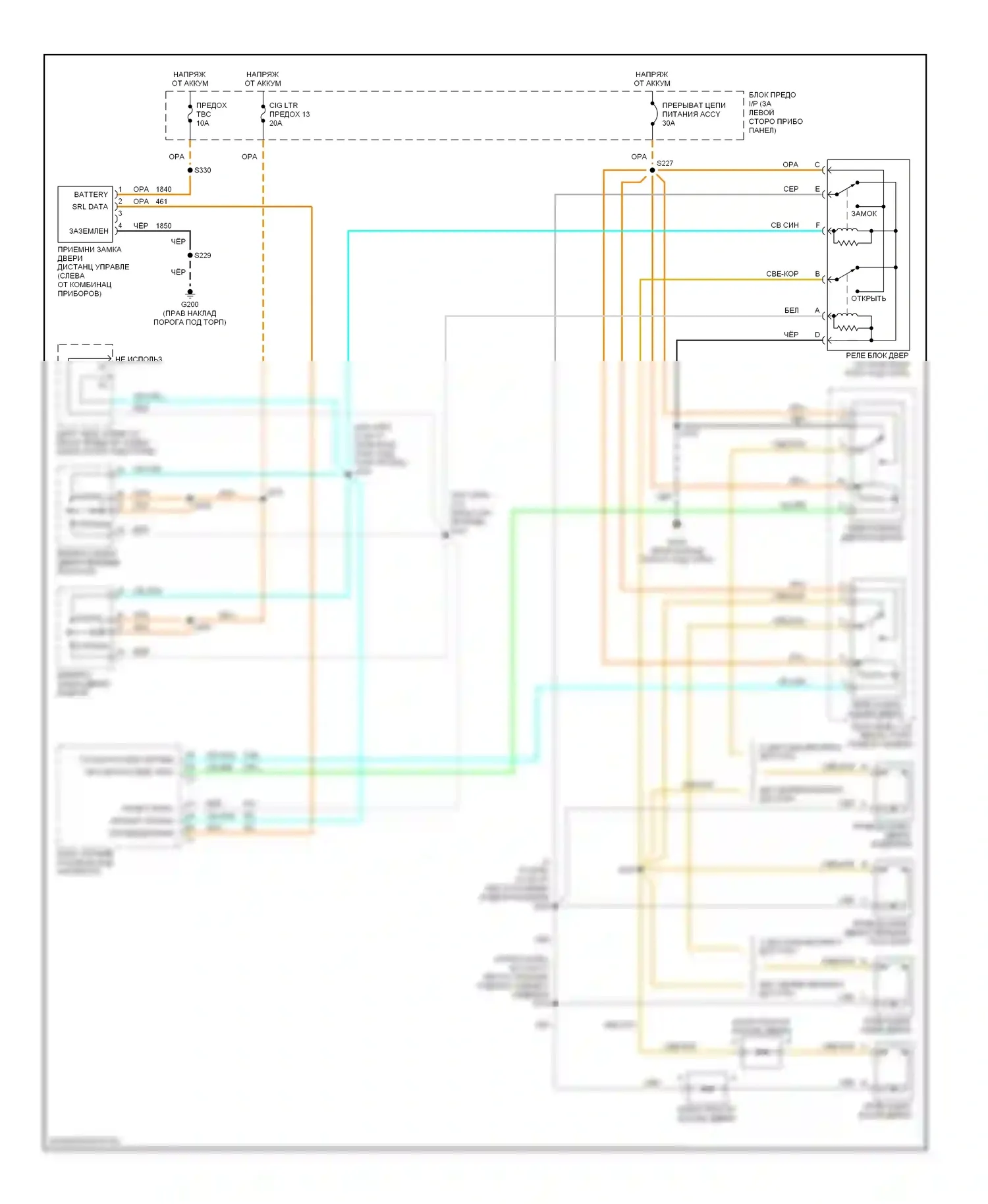 Astro Chevrolet I (1985-2005): Электросхема центрального замка, с грузовыми дверями 
