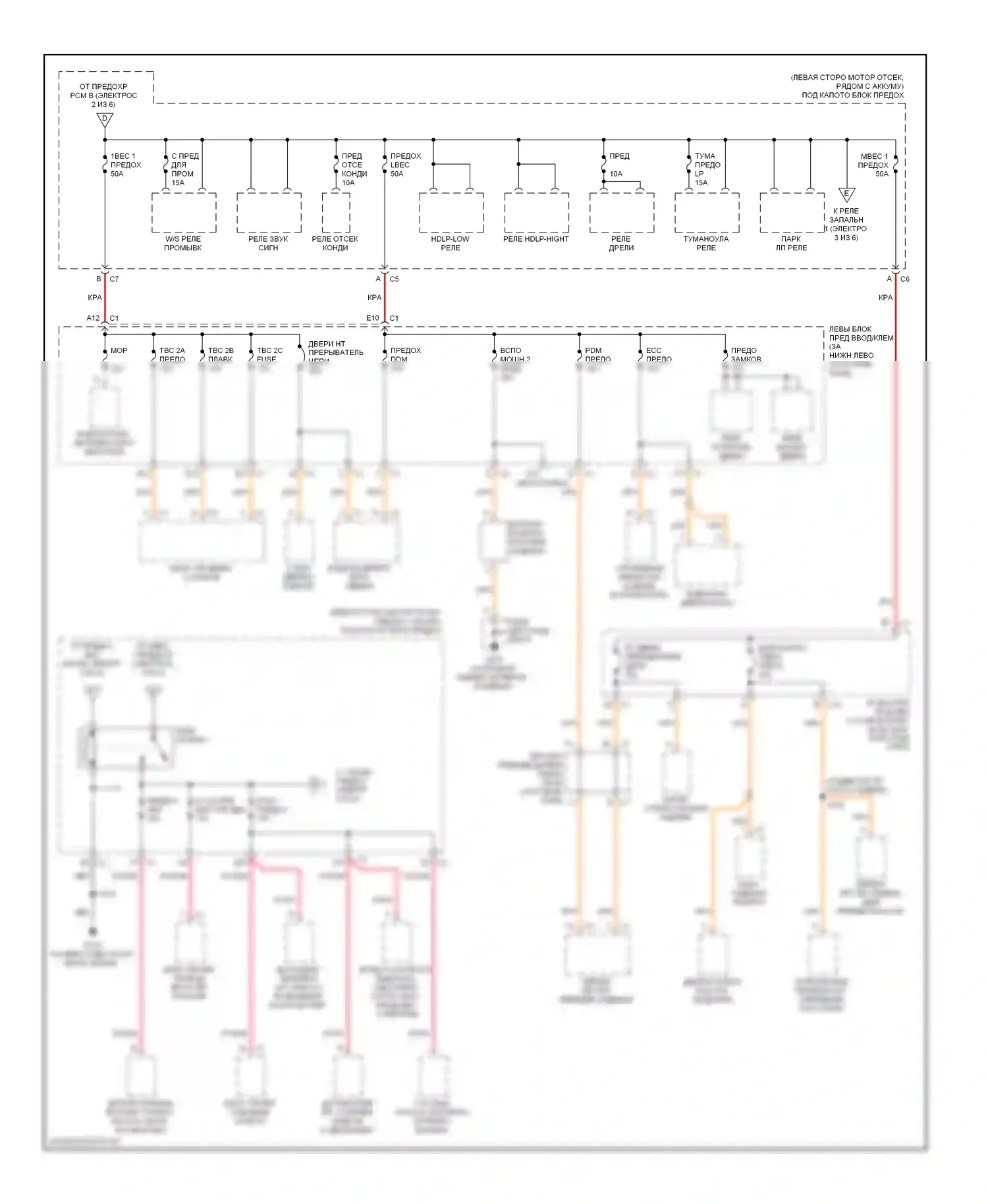 Avalanche Chevrolet I (2001-2006): Электросхема блока предохранителей реле (3 из 6) 