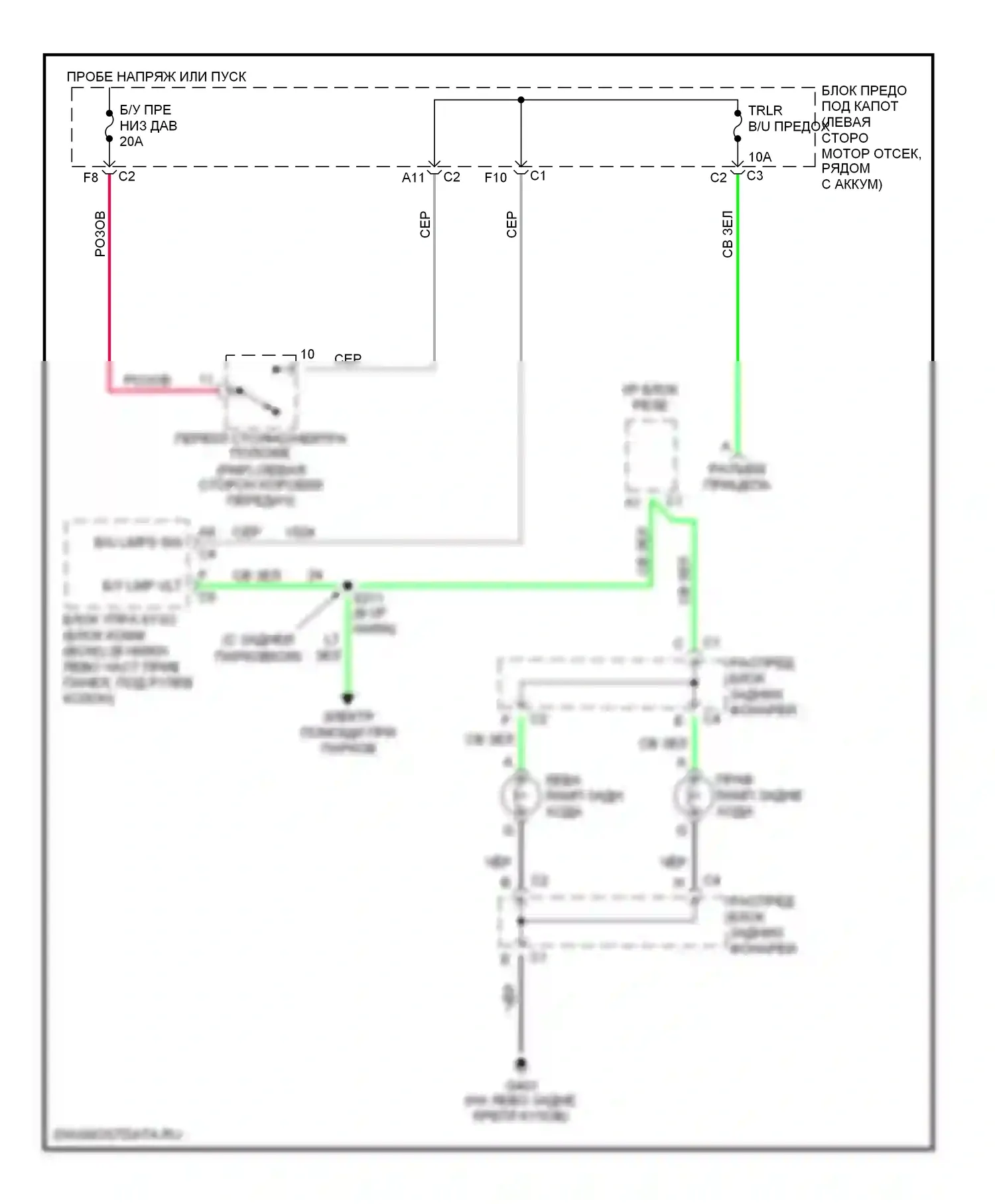 Avalanche Chevrolet I (2001-2006): Электросхема фонарей заднего хода 