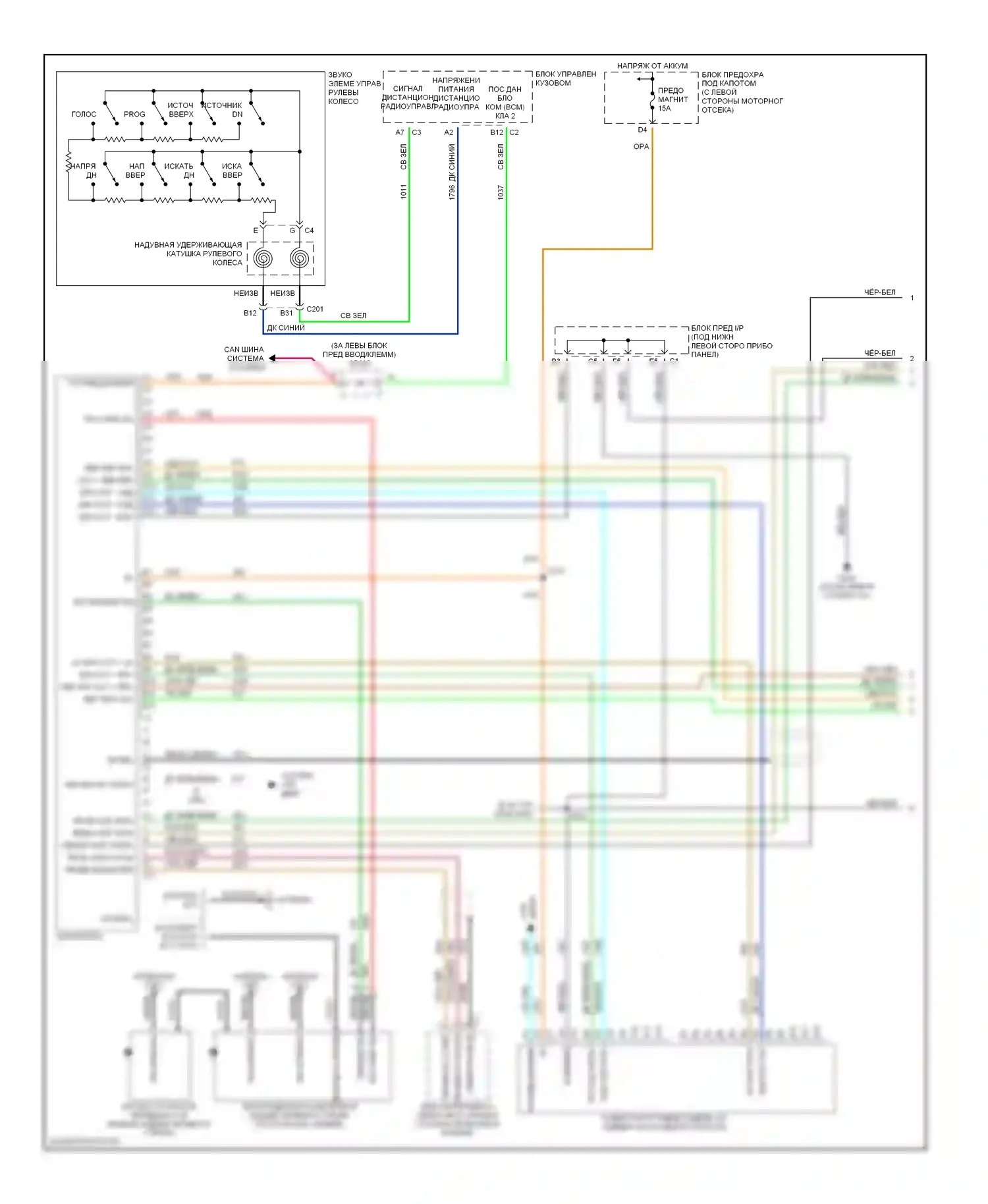 Avalanche Chevrolet I (2001-2006): Электросхема магнитолы звука премиум-класса с задней мультимедии (1 из 2) 