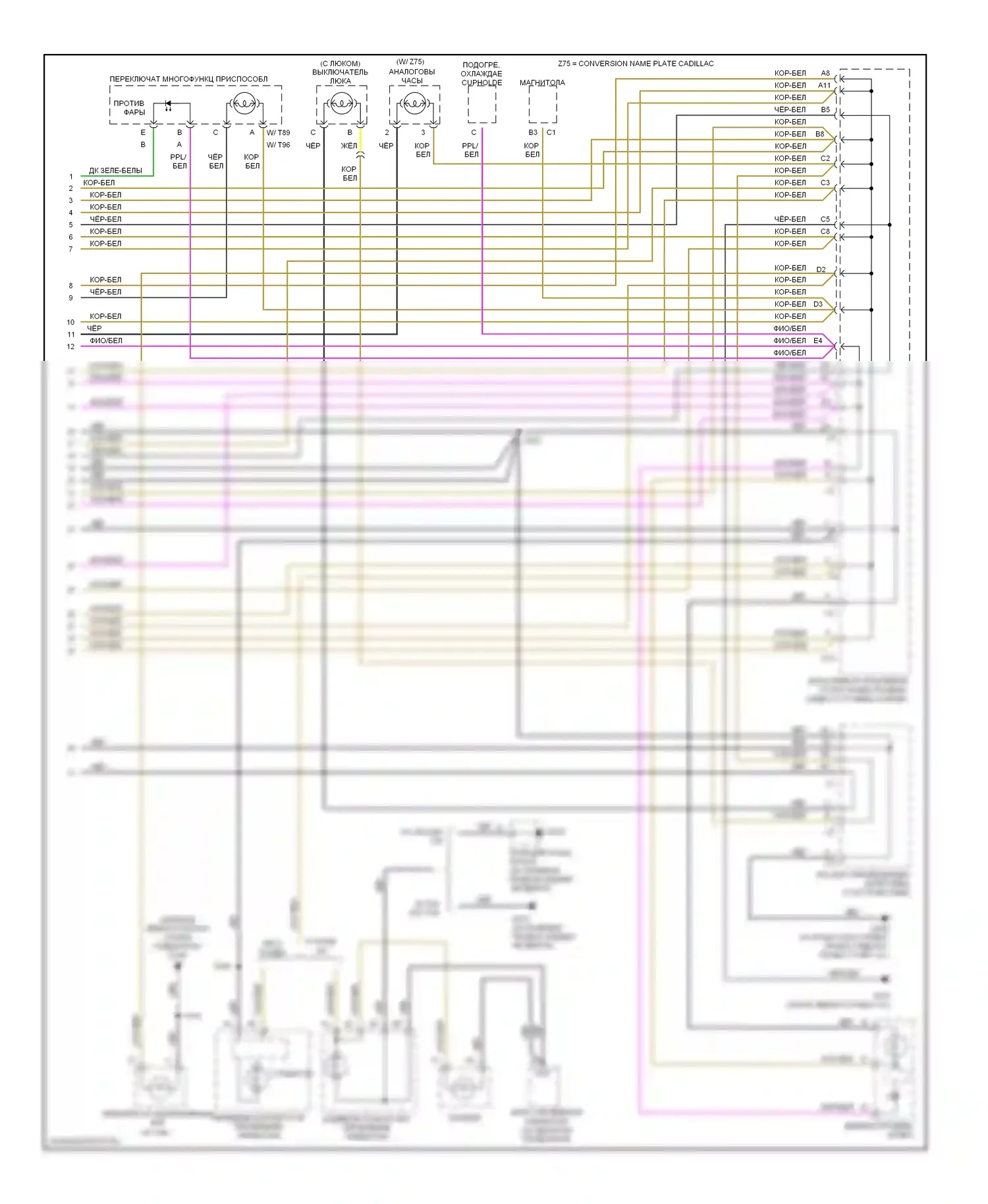 Avalanche Chevrolet I (2001-2006): Электросхема подсветки приборной панели (3 из 3) 