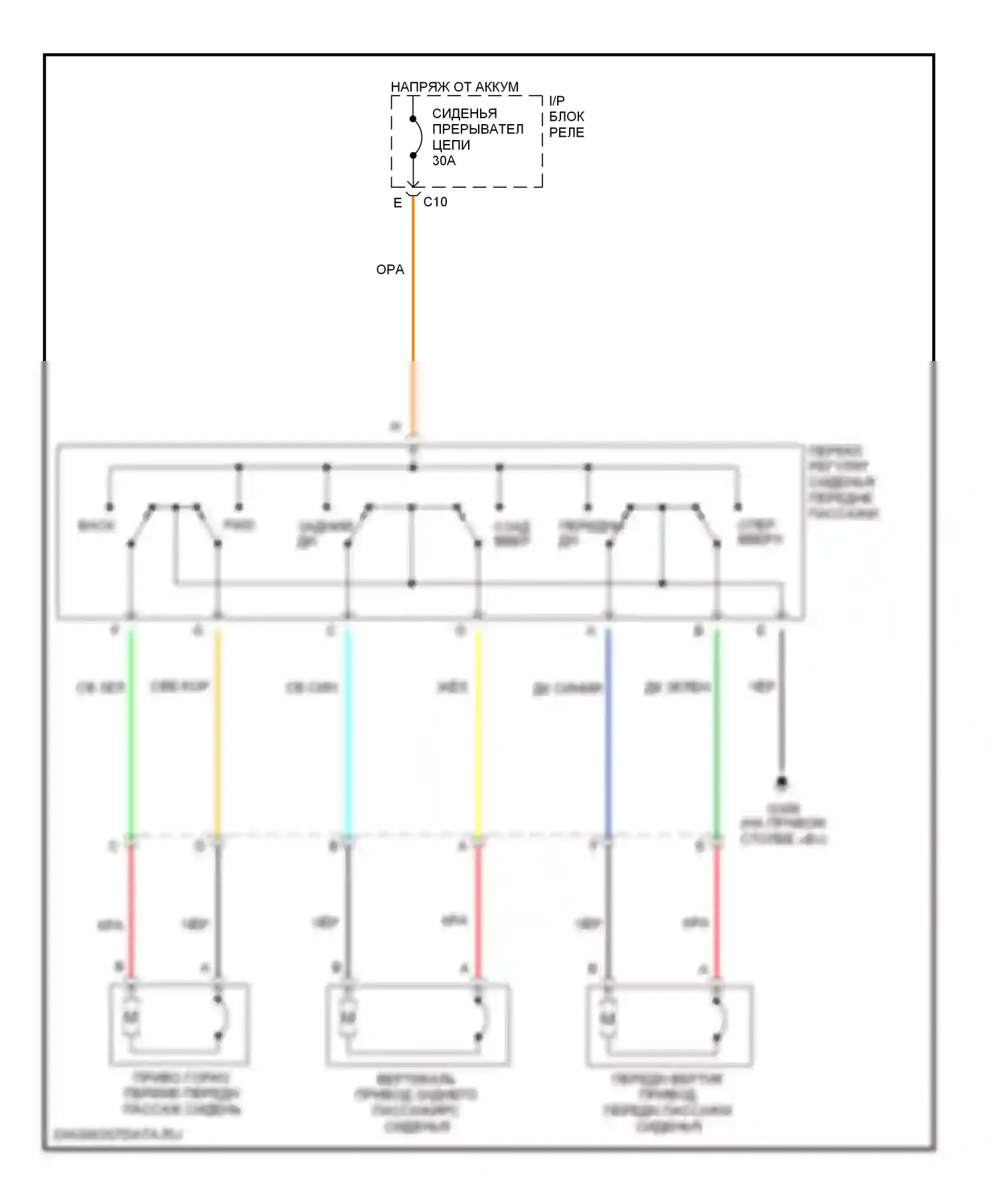 Avalanche Chevrolet I (2001-2006): Электросхема сиденья питания для пассажиров 