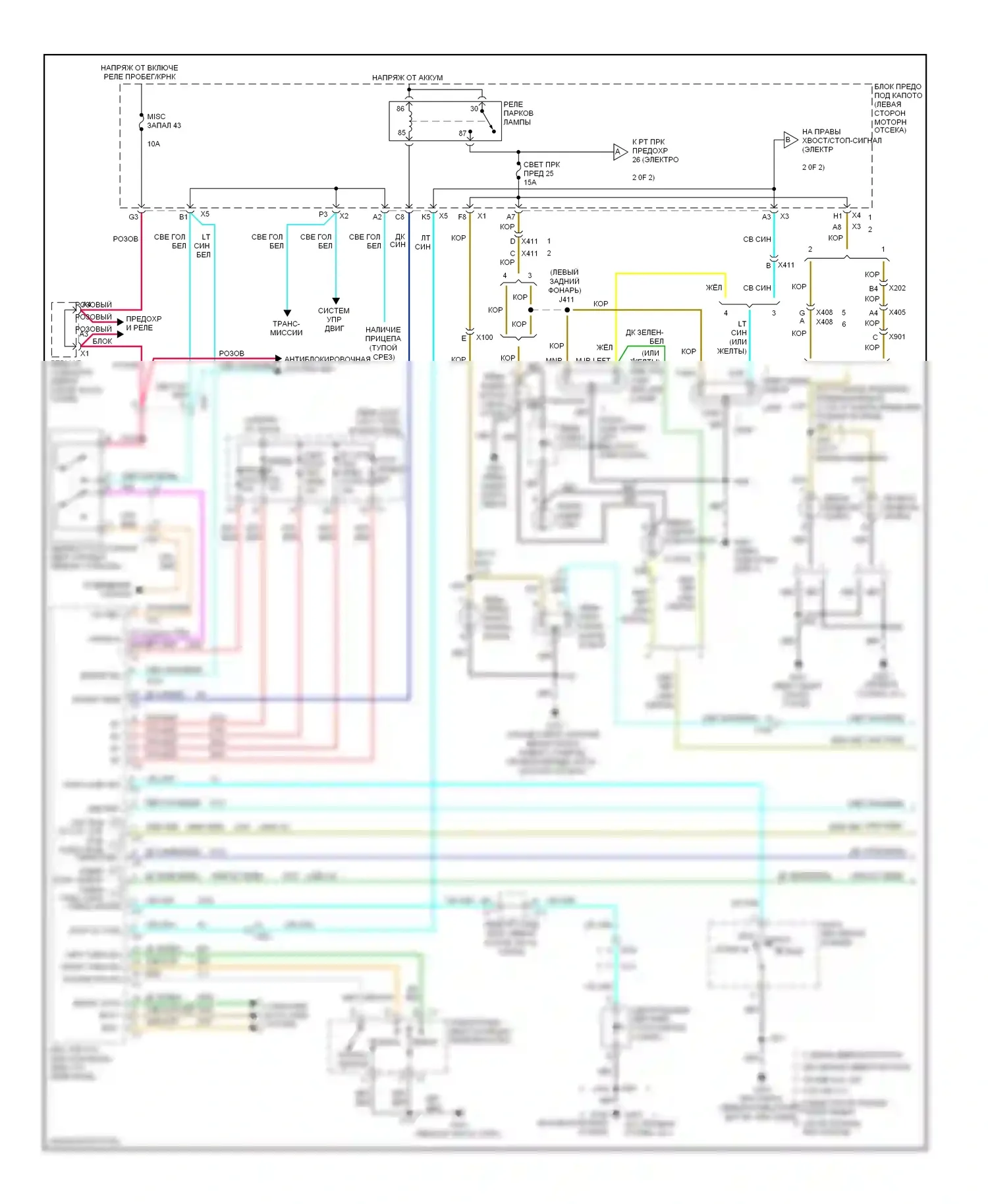 Avalanche Chevrolet II (2006-2013): Электросхема фар и фонарей (1 из 2) 