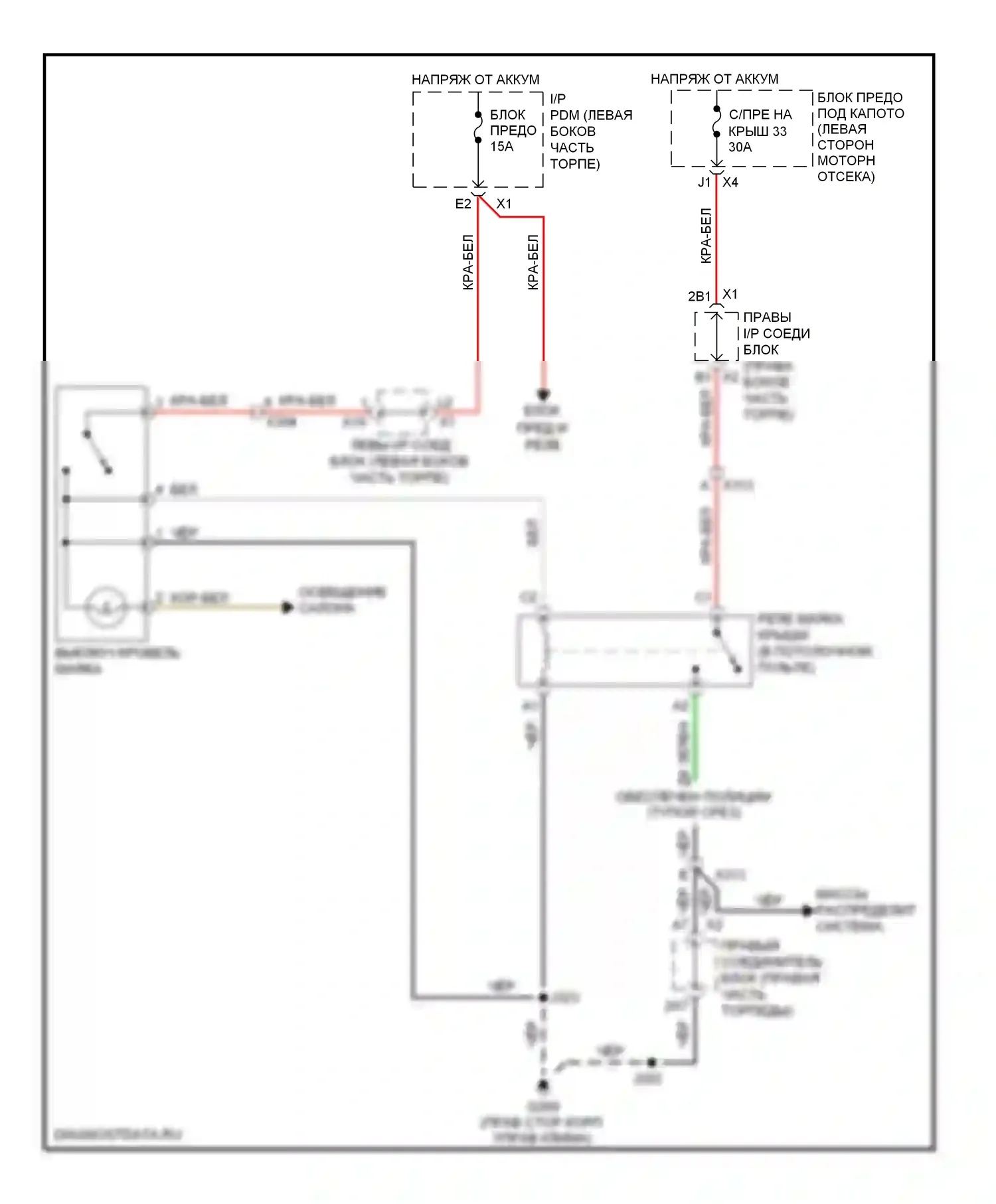 Avalanche Chevrolet II (2006-2013): Электросхема лампы маяка 