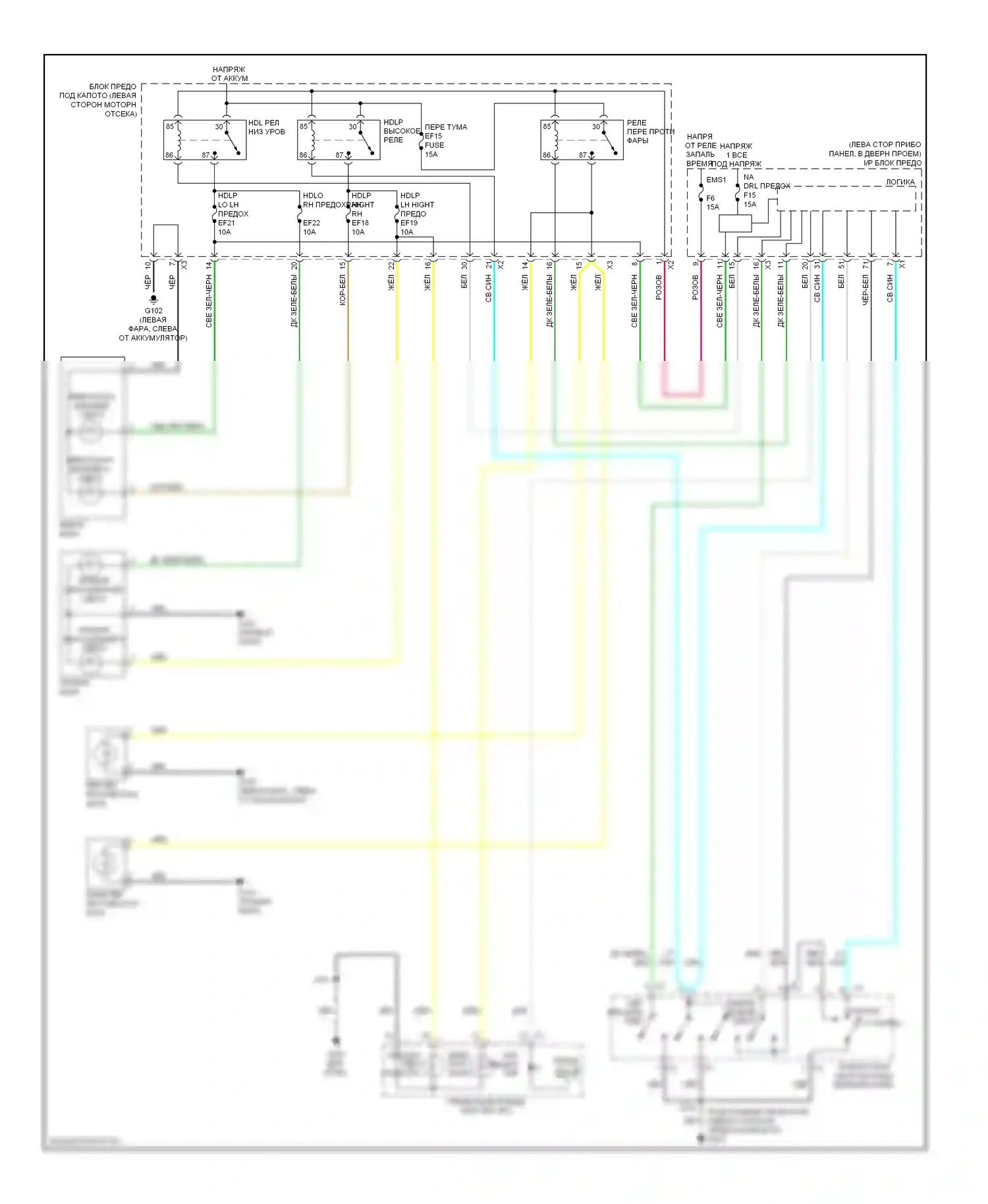 Aveo Chevrolet I рестайлинг (2006-2012): Электросхема фар 