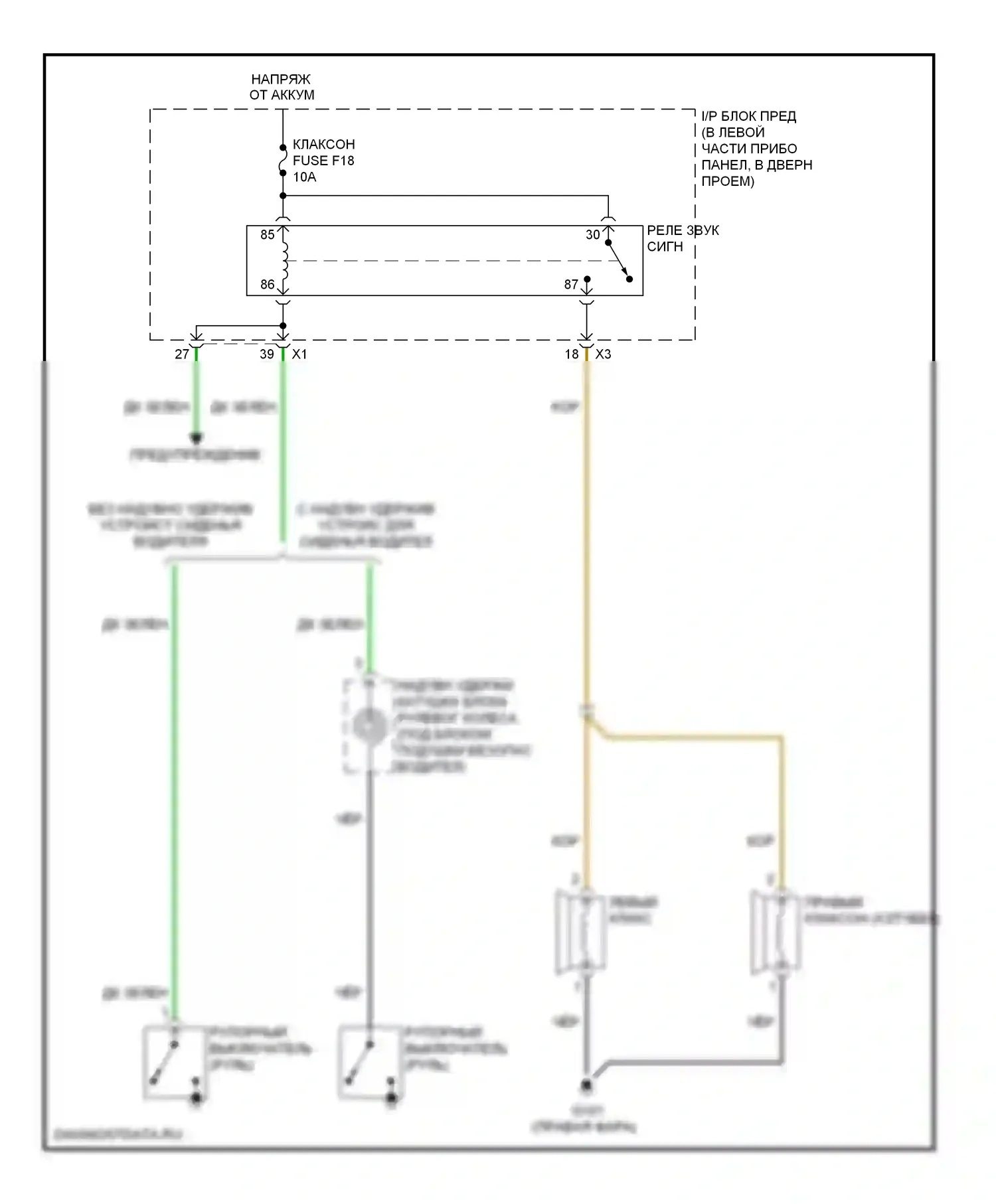 Aveo Chevrolet I рестайлинг (2006-2012): Электросхема клаксона 