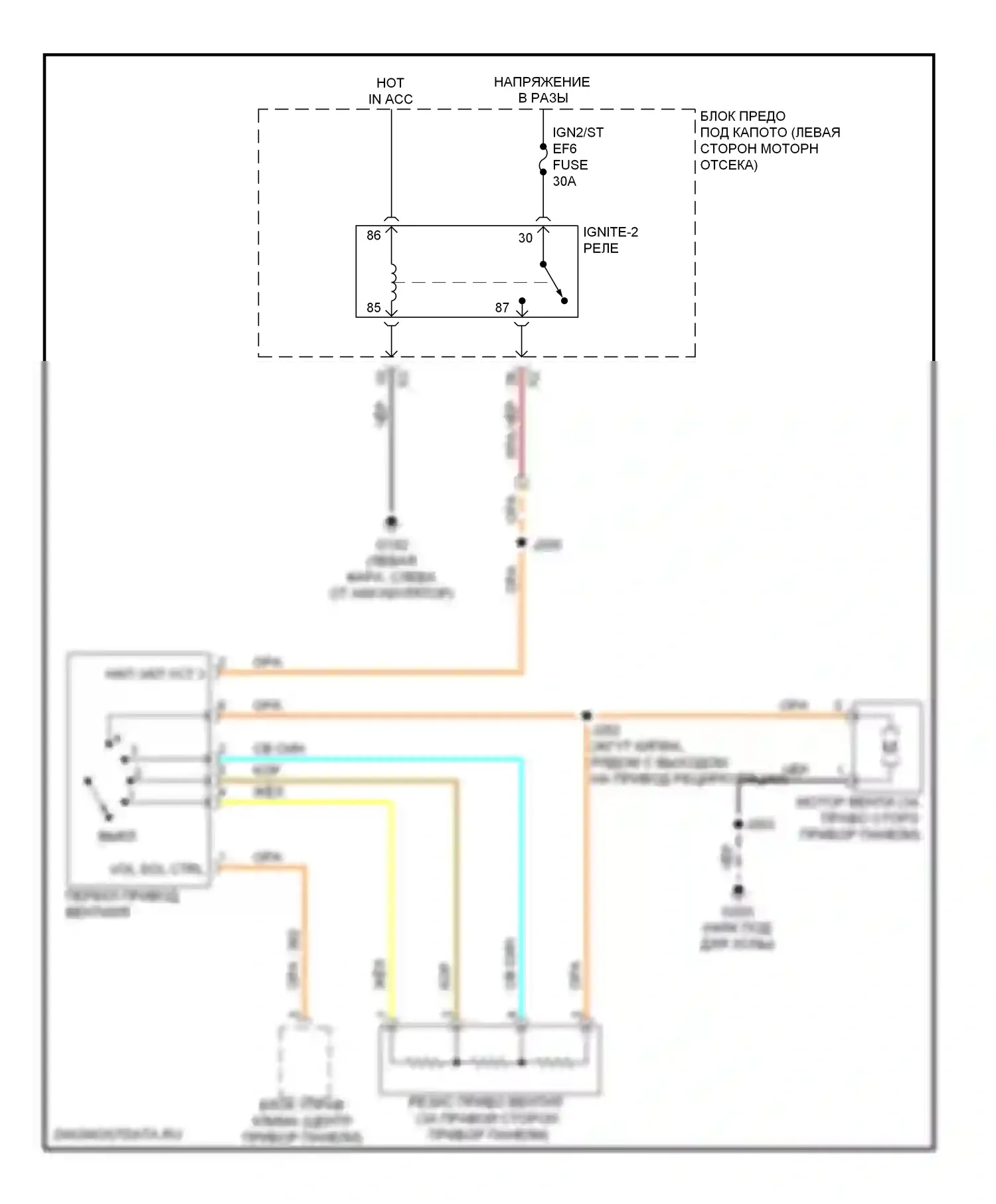 Aveo Chevrolet I рестайлинг (2006-2012): Электросхема нагревателя 