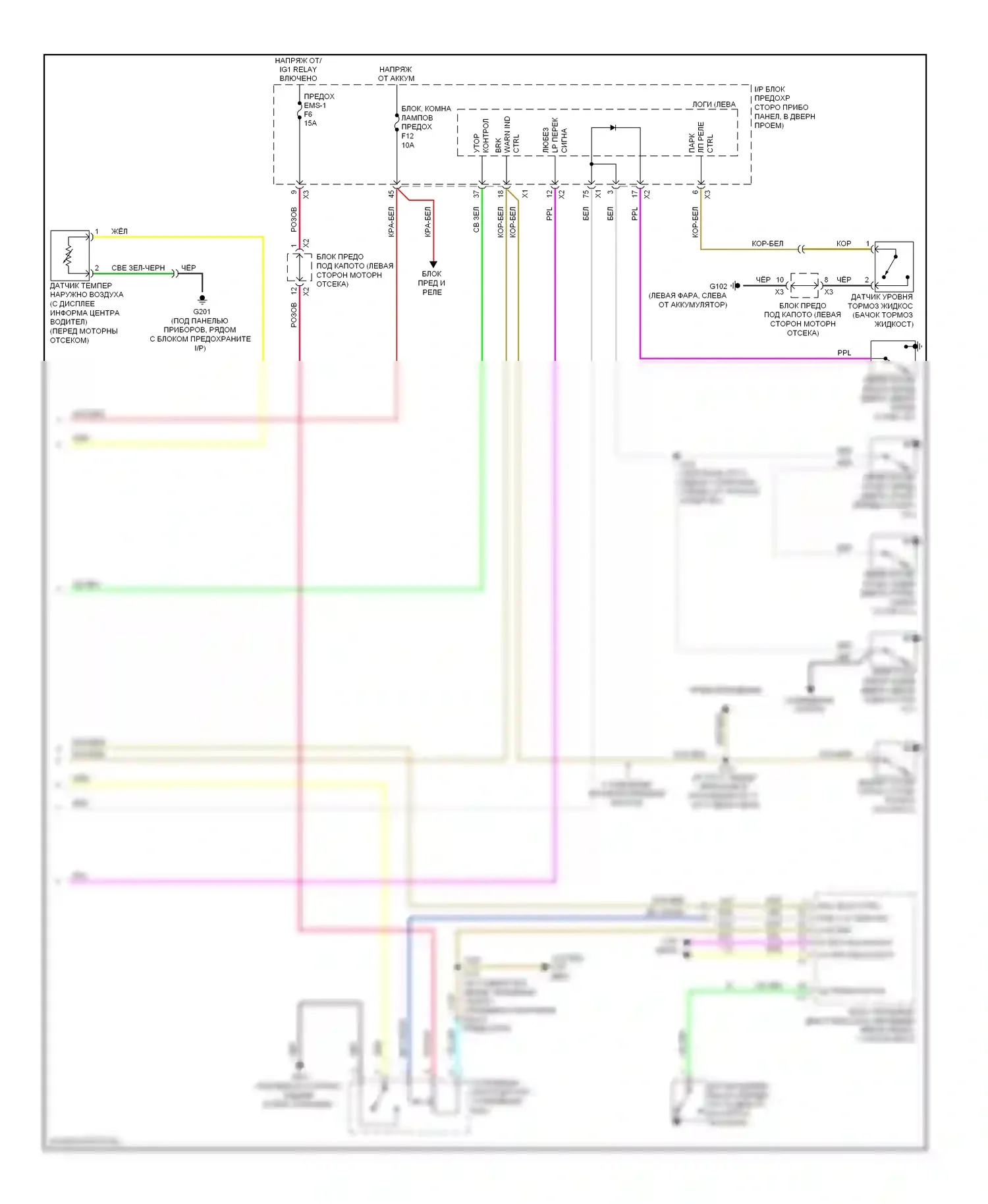 Aveo Chevrolet I рестайлинг (2006-2012): Электросхема приборной панели (2 из 2) 