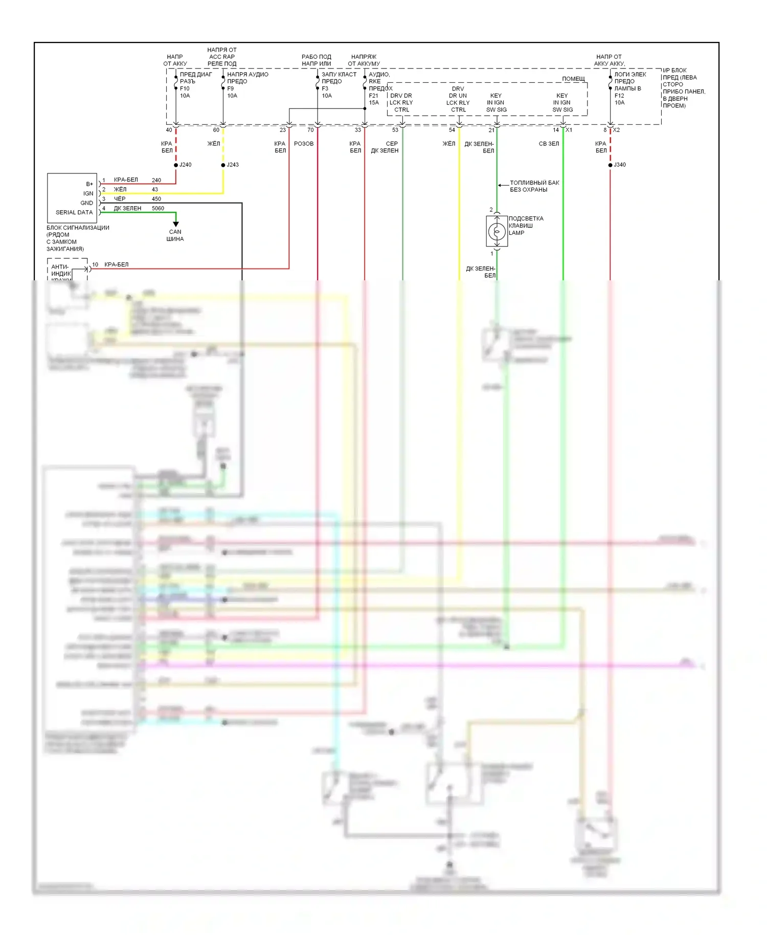 Aveo Chevrolet I рестайлинг (2006-2012): Сигнализации электросхема (1 из 2) 