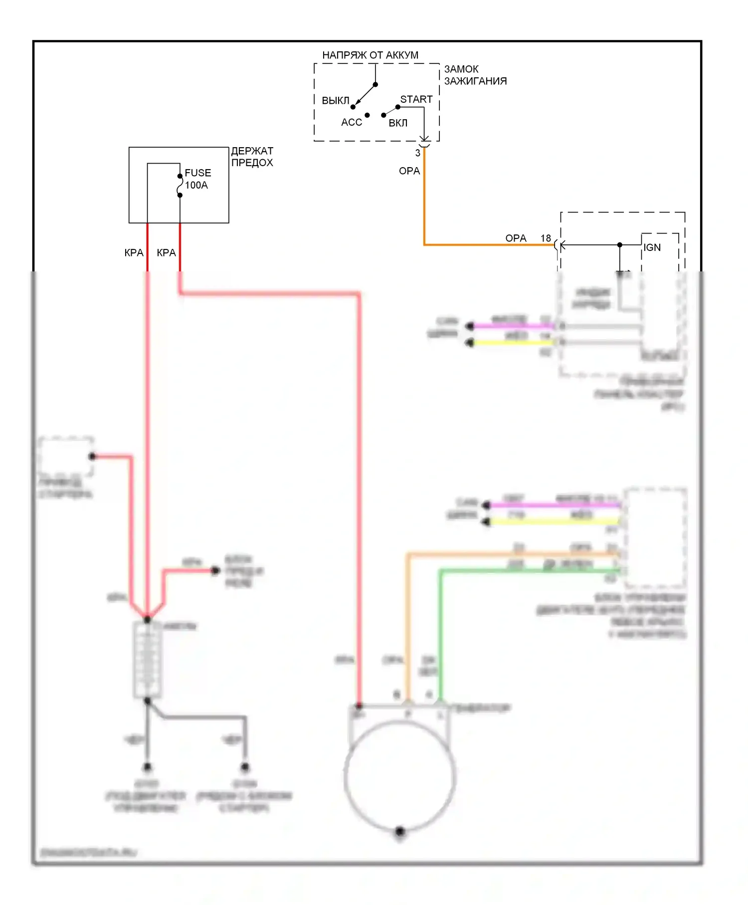 Aveo Chevrolet I рестайлинг (2006-2012): Электросхема генератора 