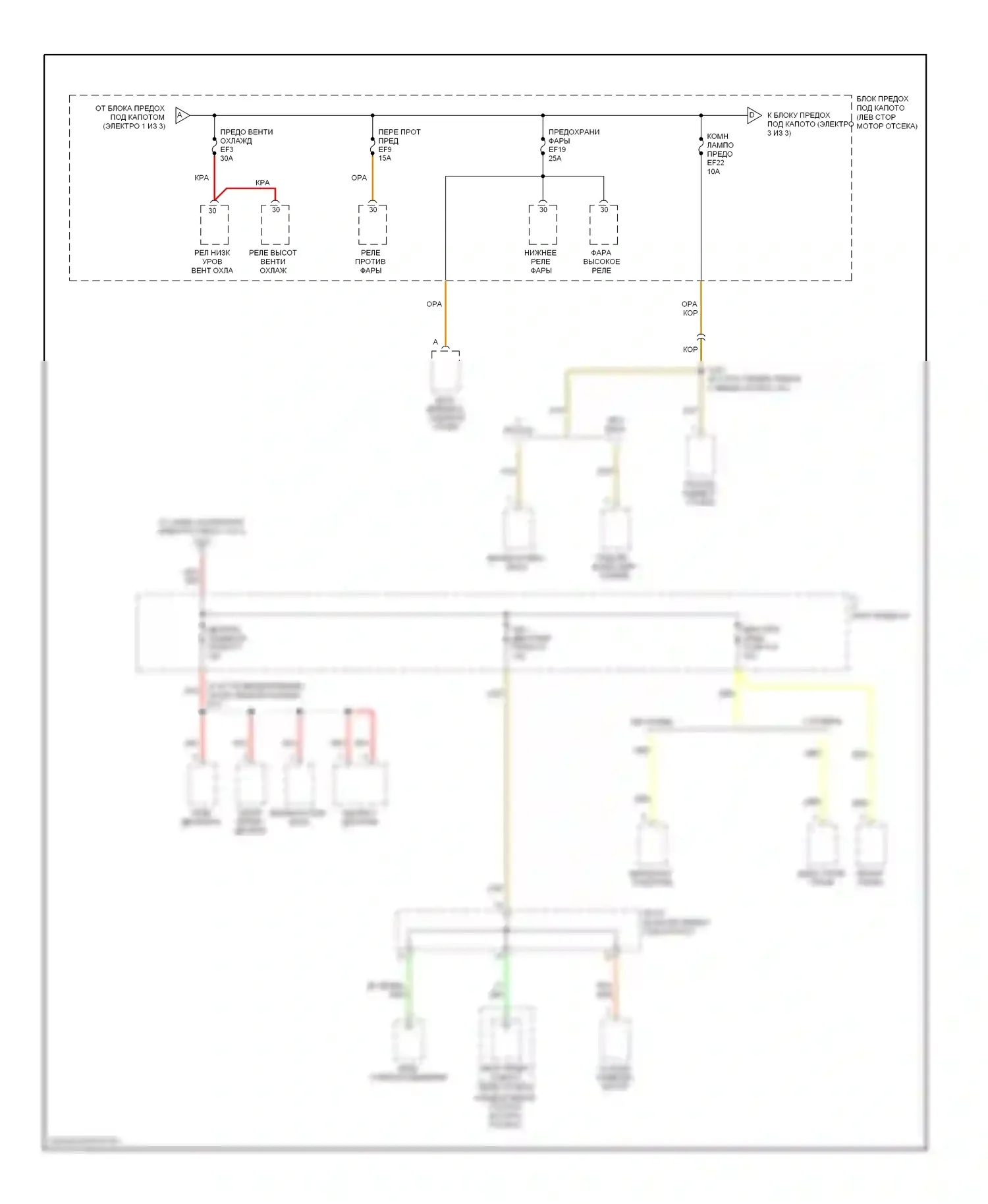 Aveo Chevrolet I (2003-2008): Электросхема блока предохранителей реле (2 из 3) 