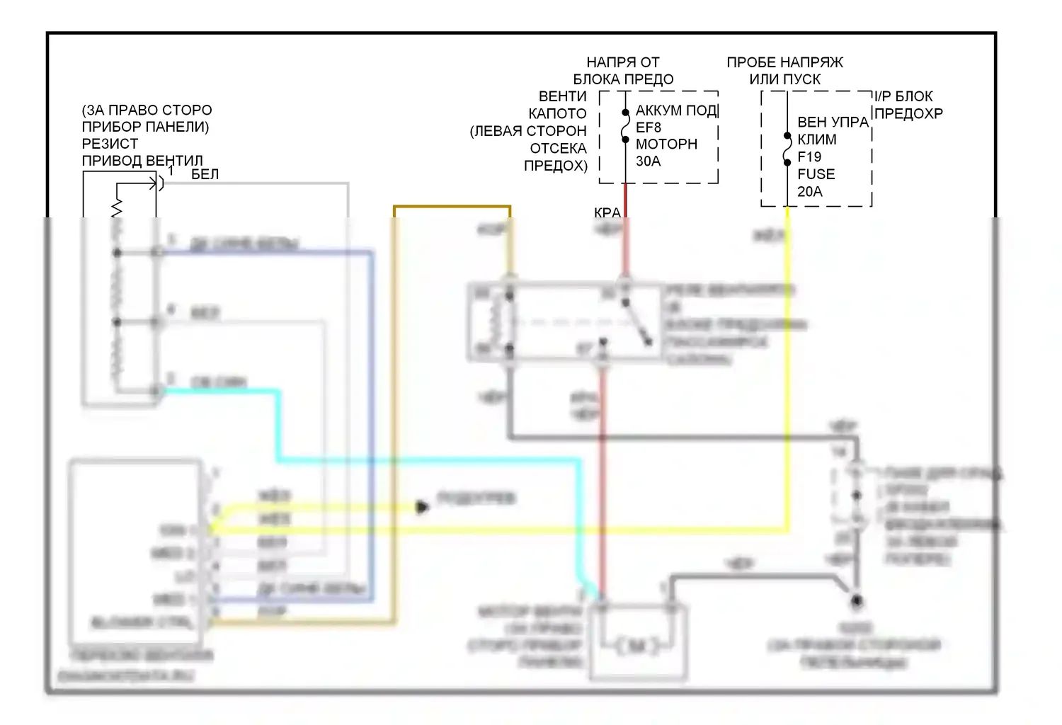 Aveo Chevrolet I (2003-2008): Электросхема нагревателя 