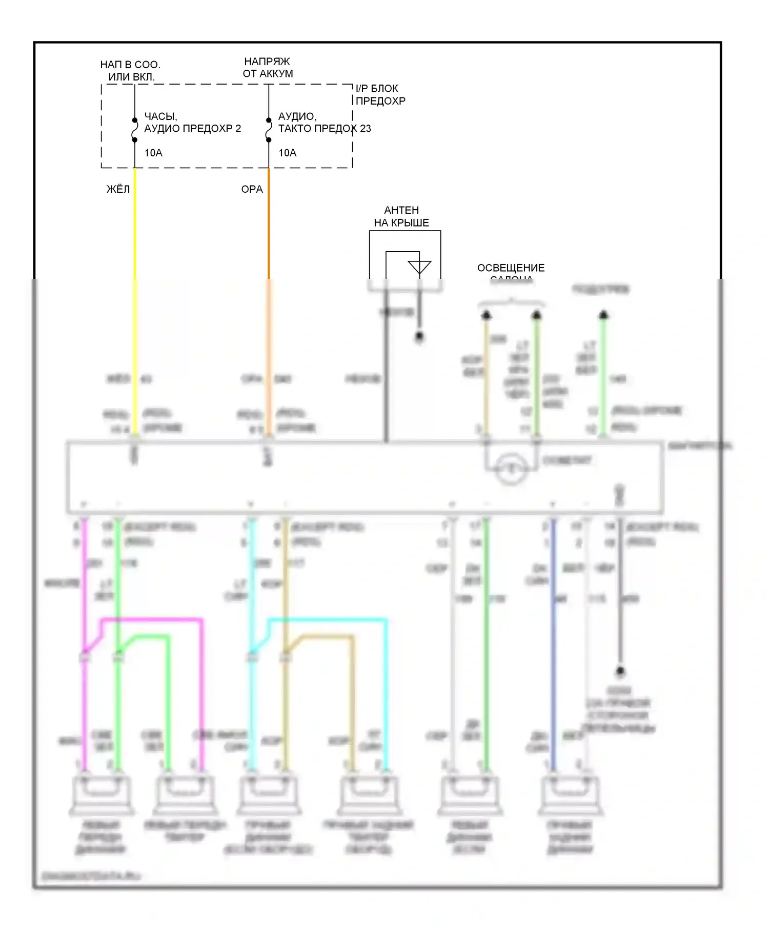 Aveo Chevrolet I (2003-2008): Электросхема магнитолы 