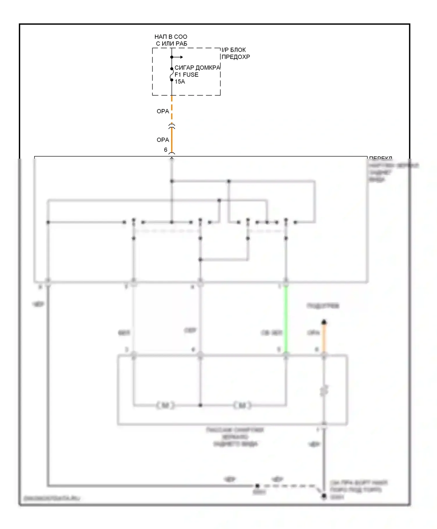 Aveo Chevrolet I (2003-2008): Управления зеркалами заднего вида электросхема, пассажирские 
