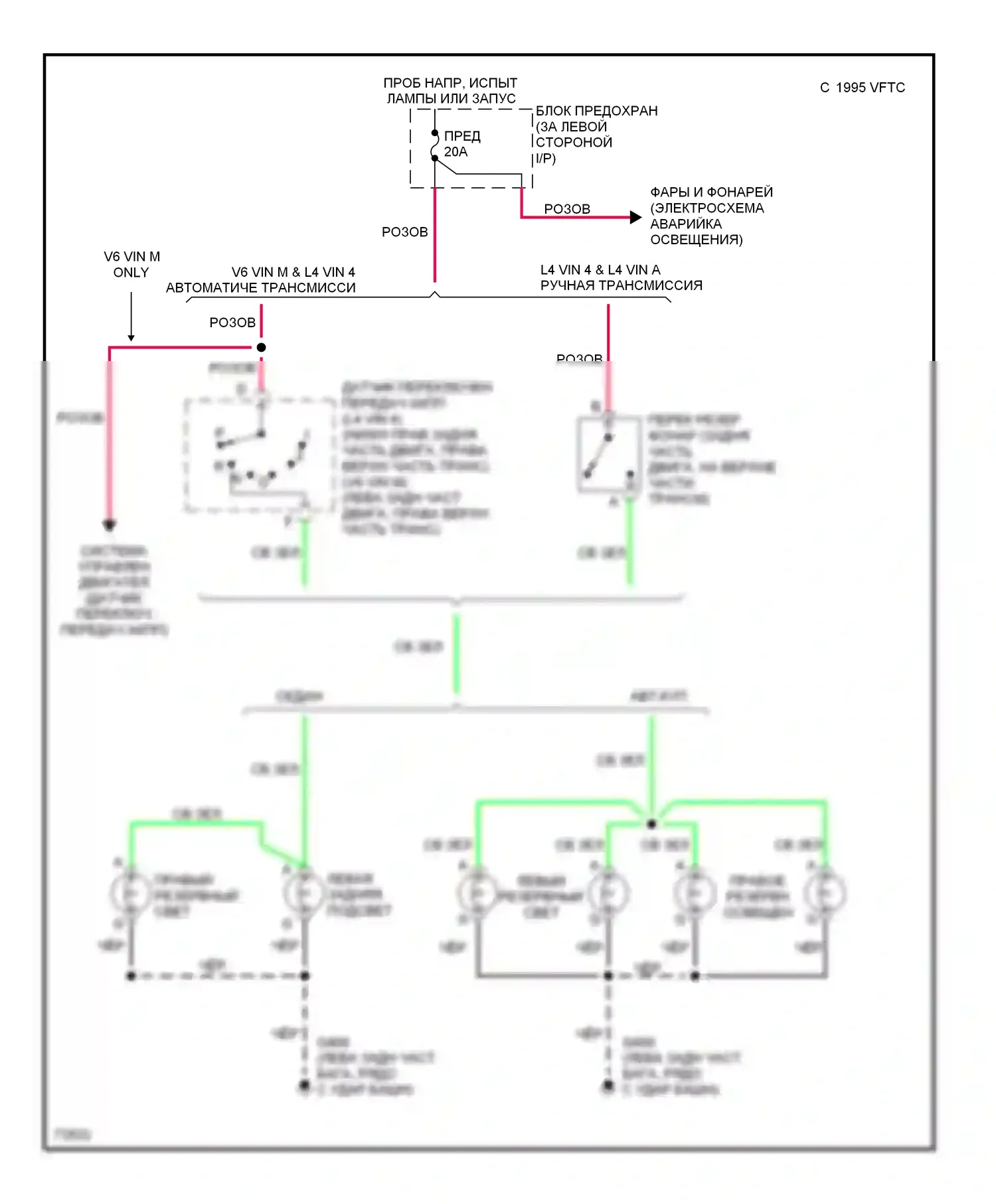 Beretta Chevrolet I (1987-1996): Электросхема фонарей заднего хода 