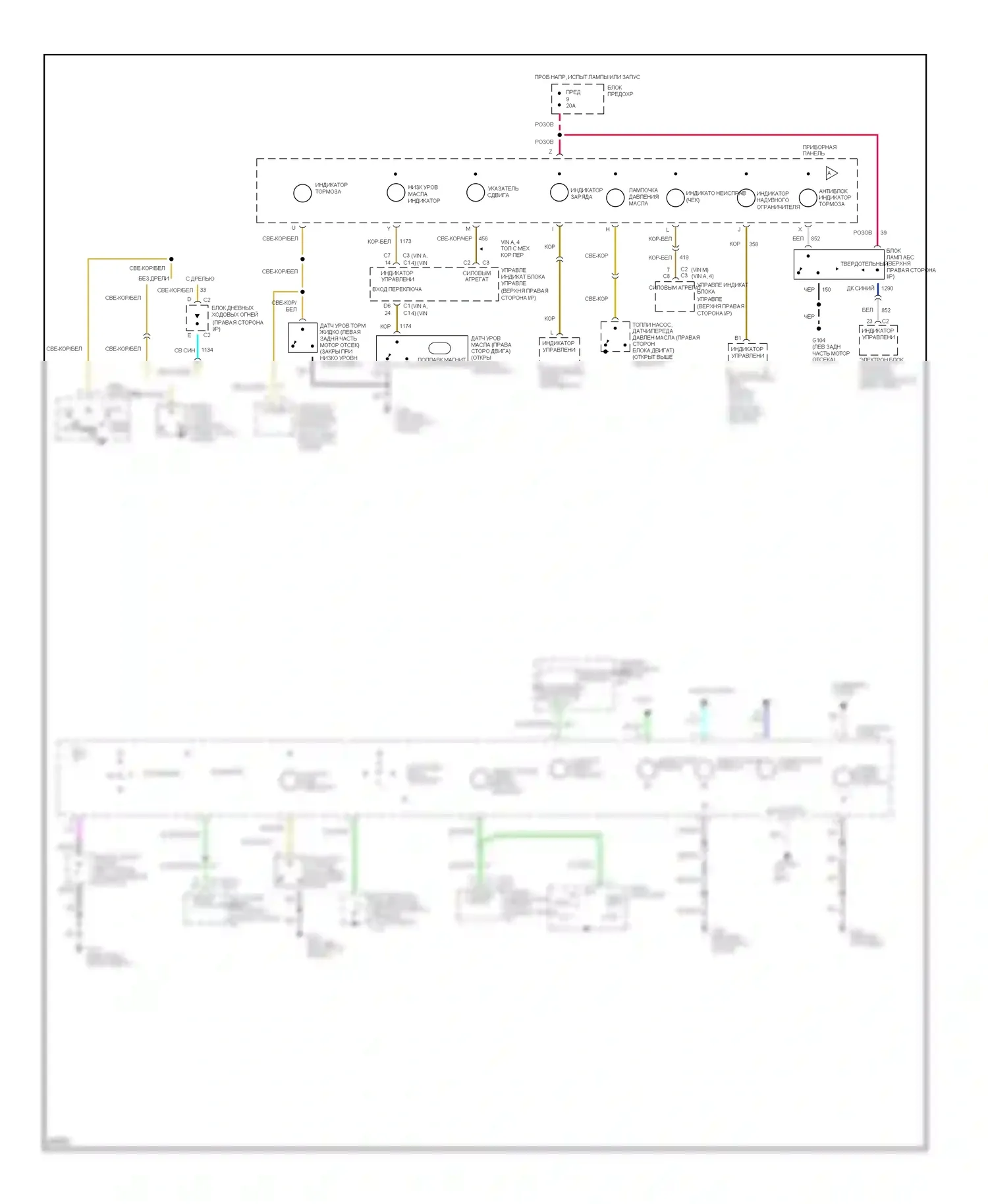 Beretta Chevrolet I (1987-1996): Электросхема приборной панели, базовая 